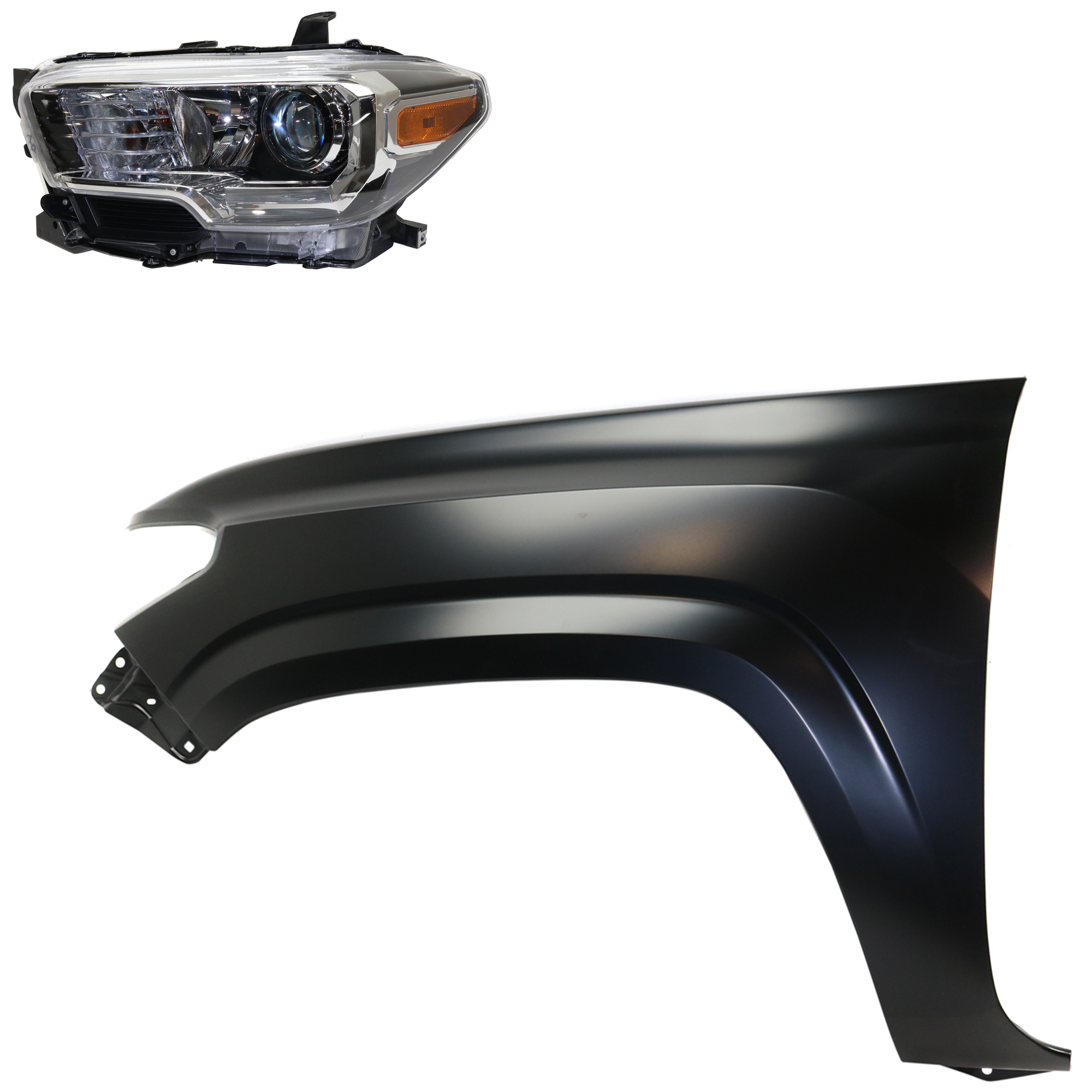 AM TACOMA 16-17 HEAD LAMP LH Assembly Halogen 2 pc Kit with Fender CAPA SKU KIT 031323-24505 Partslink TO1240261C TO2502243C OEM 5381204110-8115004260