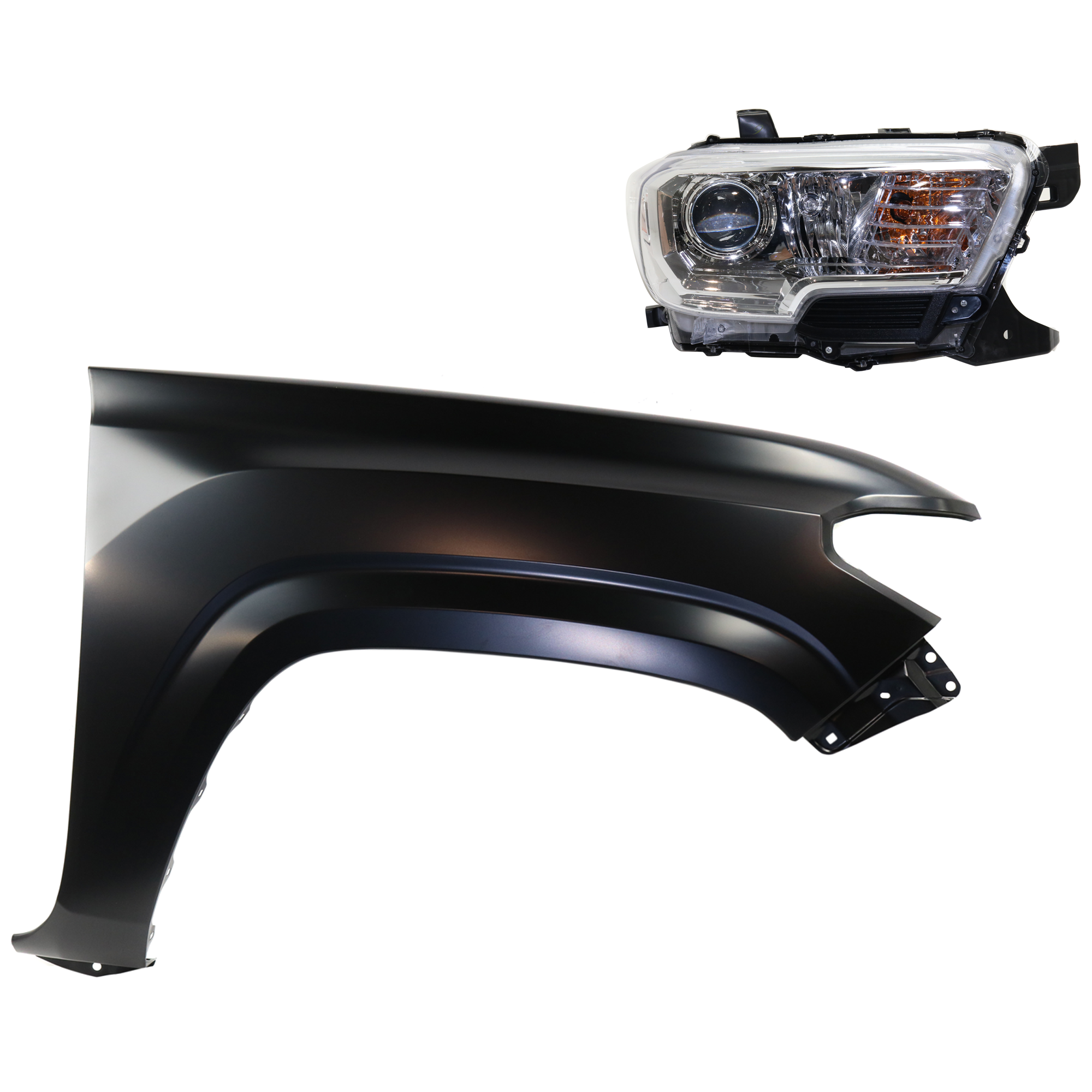 AM TACOMA 16-18 HEAD LAMP RH Assembly Halogen 2 pc Kit with Fender CAPA SKU KIT 031323-24604 Partslink TO1241261C TO2503242C OEM 5381104110-8111004250