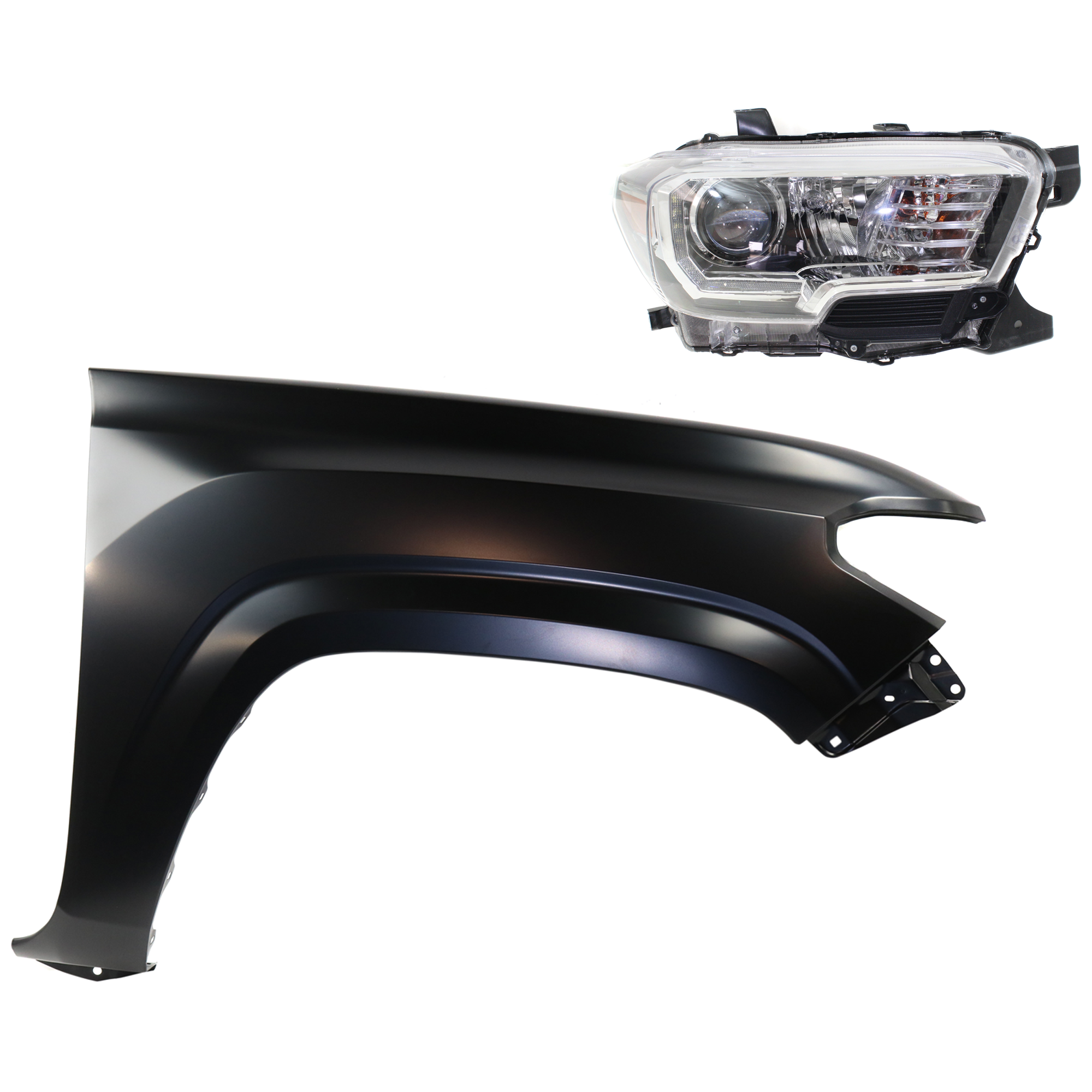 AM TACOMA 16-23 HEAD LAMP RH Assembly Halogen 2 pc Kit with Fender CAPA SKU KIT 031323-24804 Partslink TO1241261C TO2503244C OEM 5381104110-8111004270
