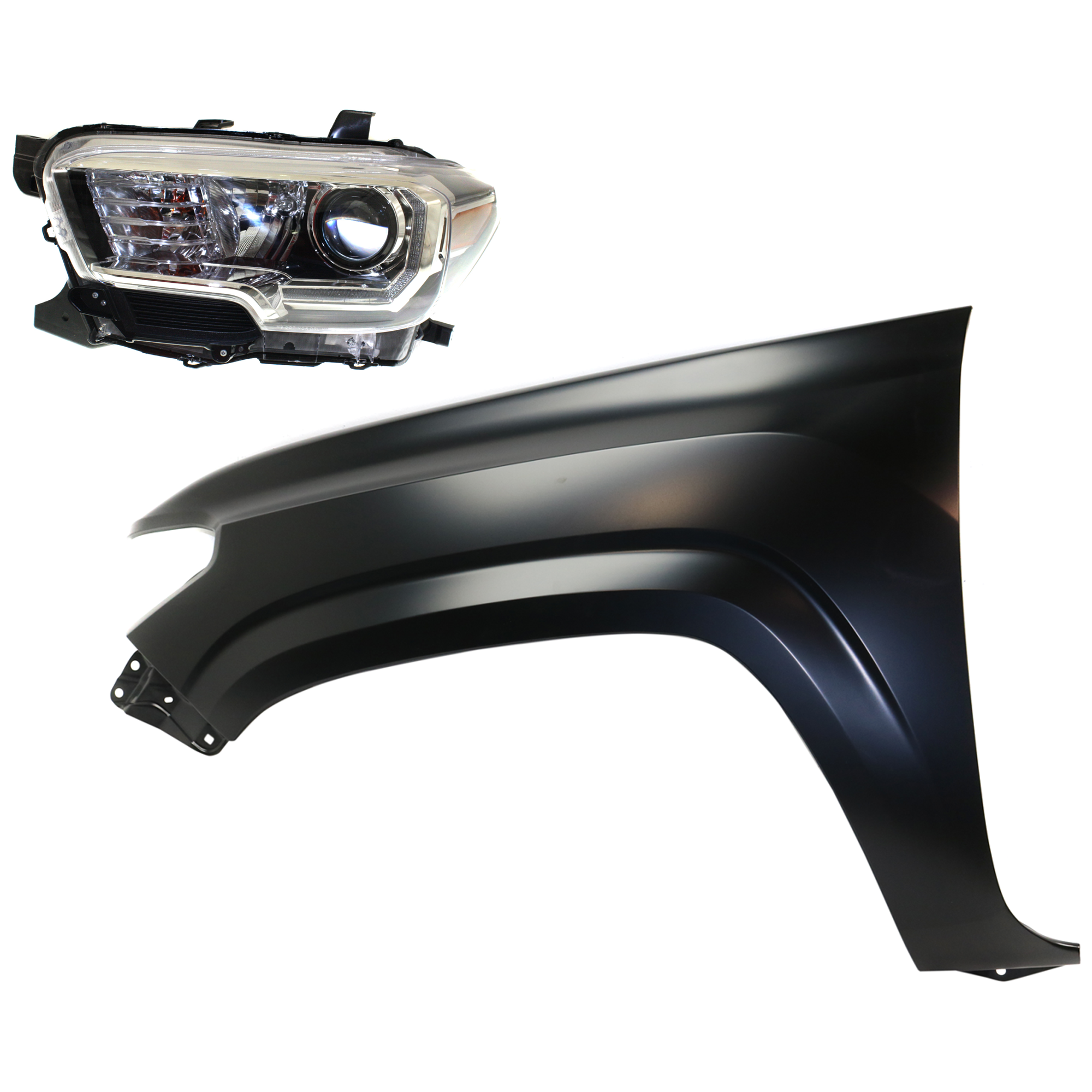 AM TACOMA 16-17 HEAD LAMP LH Assembly Halogen 2 pc Kit with Fender CAPA SKU KIT 031323-24805 Partslink TO1240261C TO2502244C OEM 5381204110-8115004270