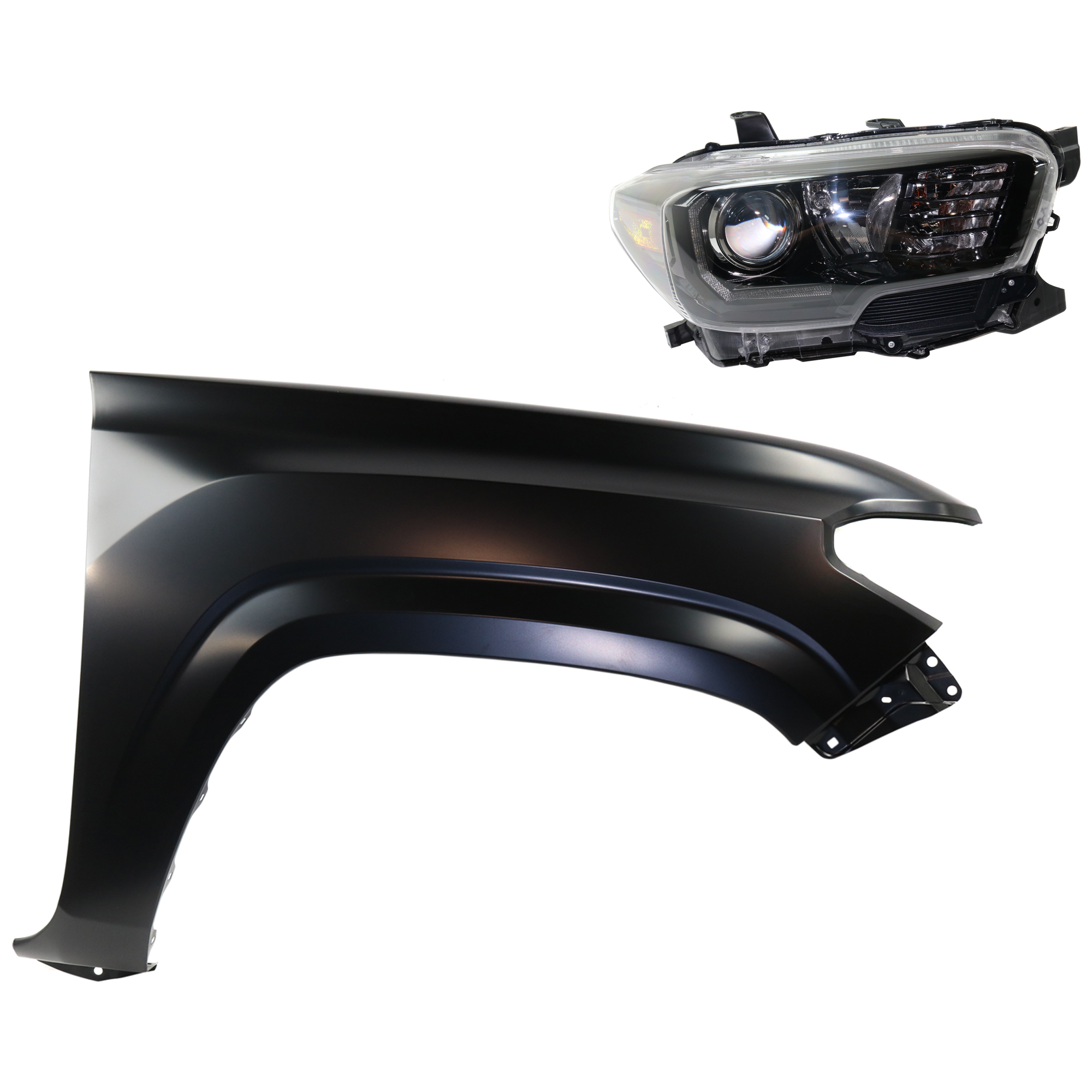 AM TACOMA 17-19 HEAD LAMP RH Assembly Halogen 2 pc Kit with Fender CAPA SKU KIT 031323-24904 Partslink TO1241261C TO2503254C OEM 5381104110-8111004280
