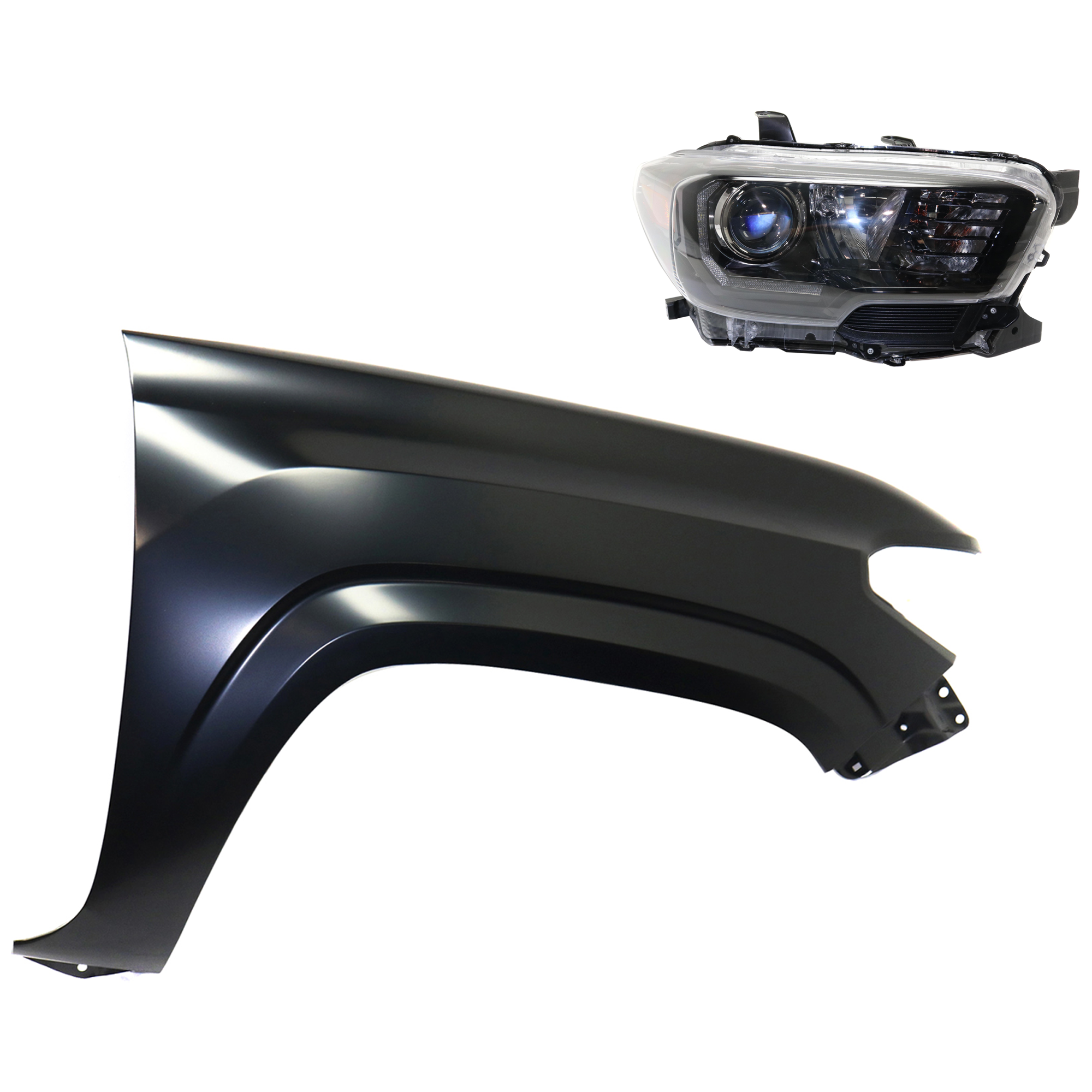 AM TACOMA 17-19 HEAD LAMP RH Assembly Halogen 2 pc Kit with Fender SKU KIT 031323-27404 Partslink TO2503254 TO1241261 OEM 8111004280-5381104110