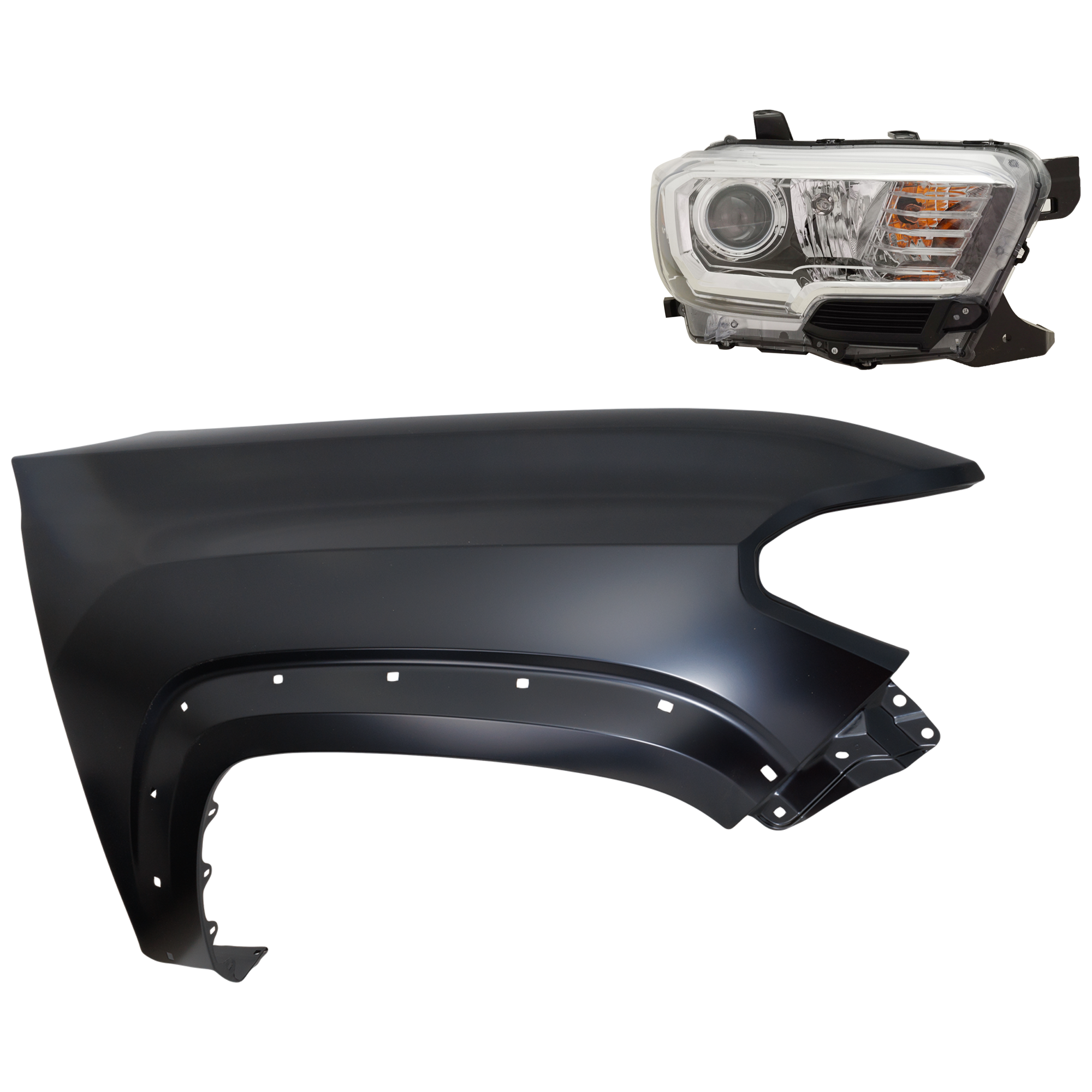 AM TACOMA 18-18 HEAD LAMP RH Assembly Halogen 2 pc Kit with Fender CAPA SKU KIT 031323-30604 Partslink TO1241262C TO2503266C OEM 5381104120-8111004261