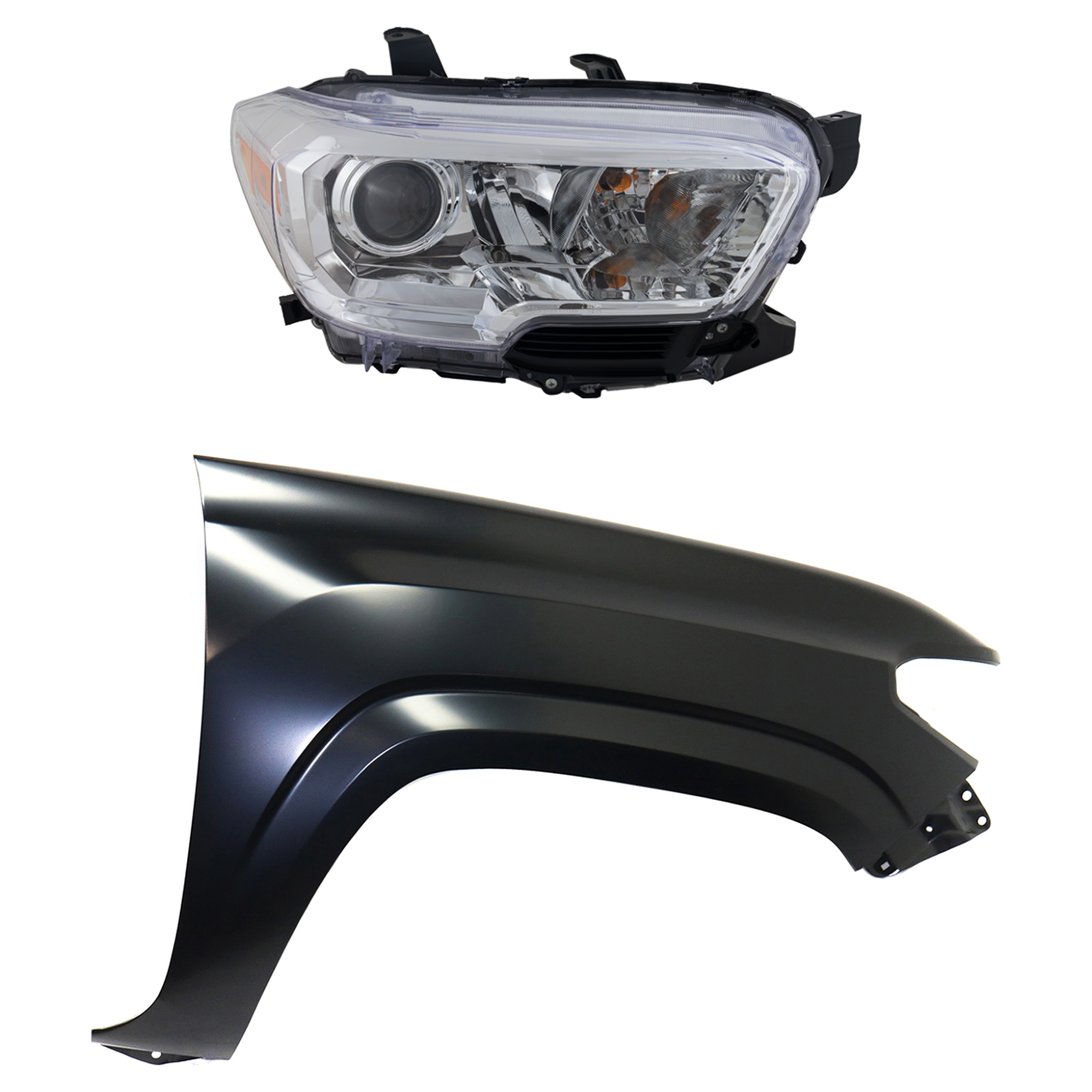 AM TACOMA 19-23 HEAD LAMP RH Assembly Halogen 2 pc Kit with Fender SKU KIT 031323-31804 Partslink TO2503284 TO1241261 OEM 8111004251-5381104110
