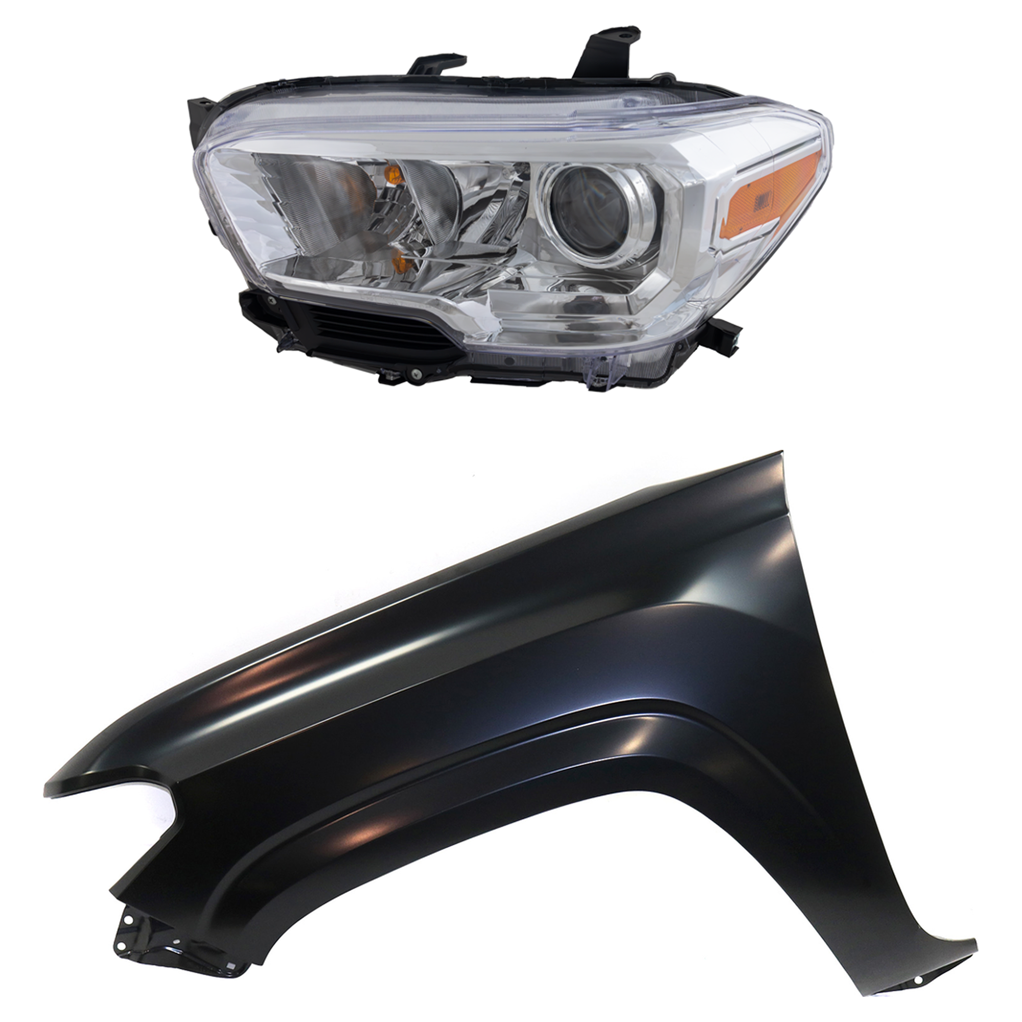AM TACOMA 19-23 HEAD LAMP LH Assembly Halogen 2 pc Kit with Fender SKU KIT 031323-31805 Partslink TO2502284 TO1240261 OEM 8115004251-5381204110