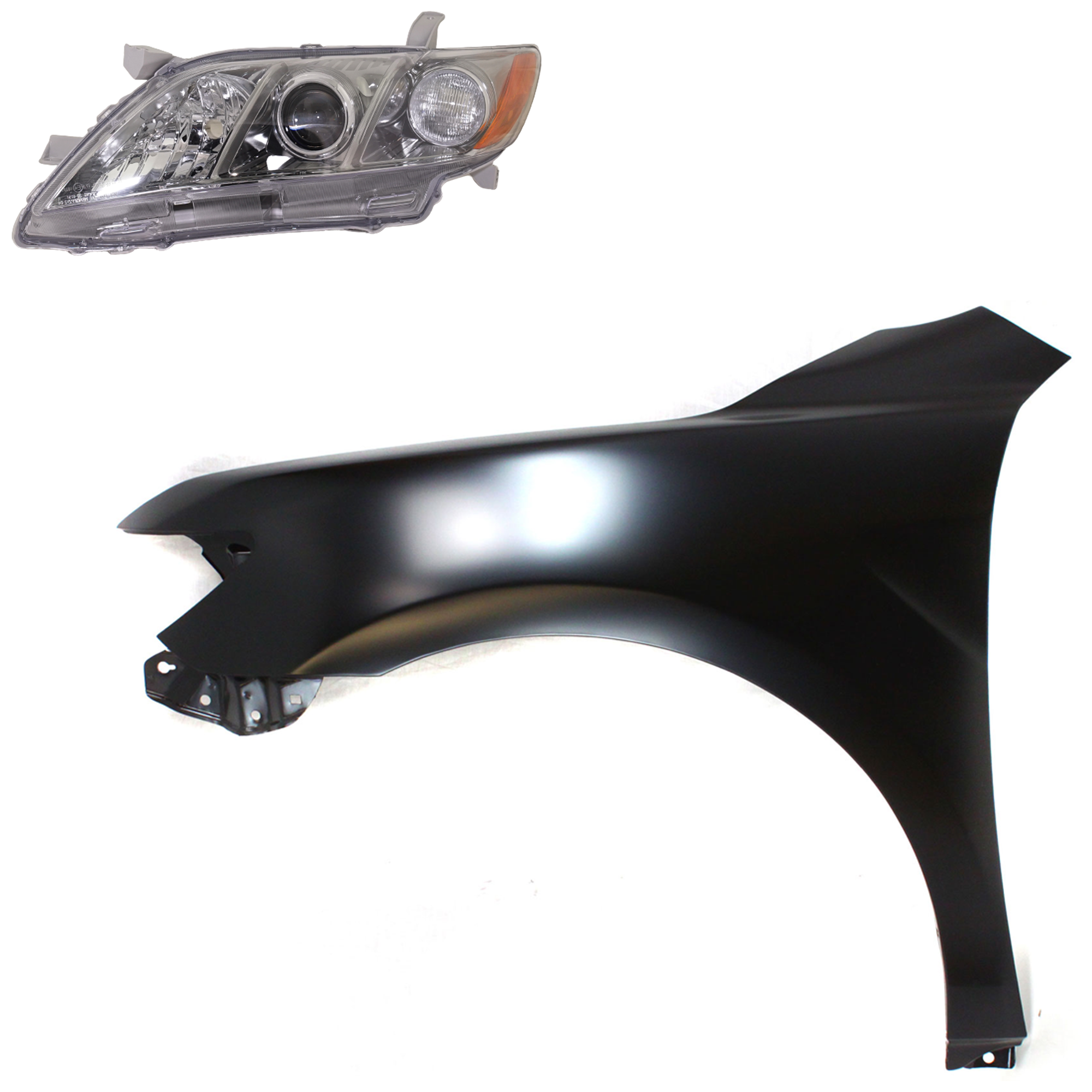 AM CAMRY 07-09 HEAD LAMP LH Lens and Housing Halogen 2 pc Kit with Fender CAPA SKU KIT 031323-3205 Partslink TO1240211C TO2518130C OEM 5380206120-8117006212