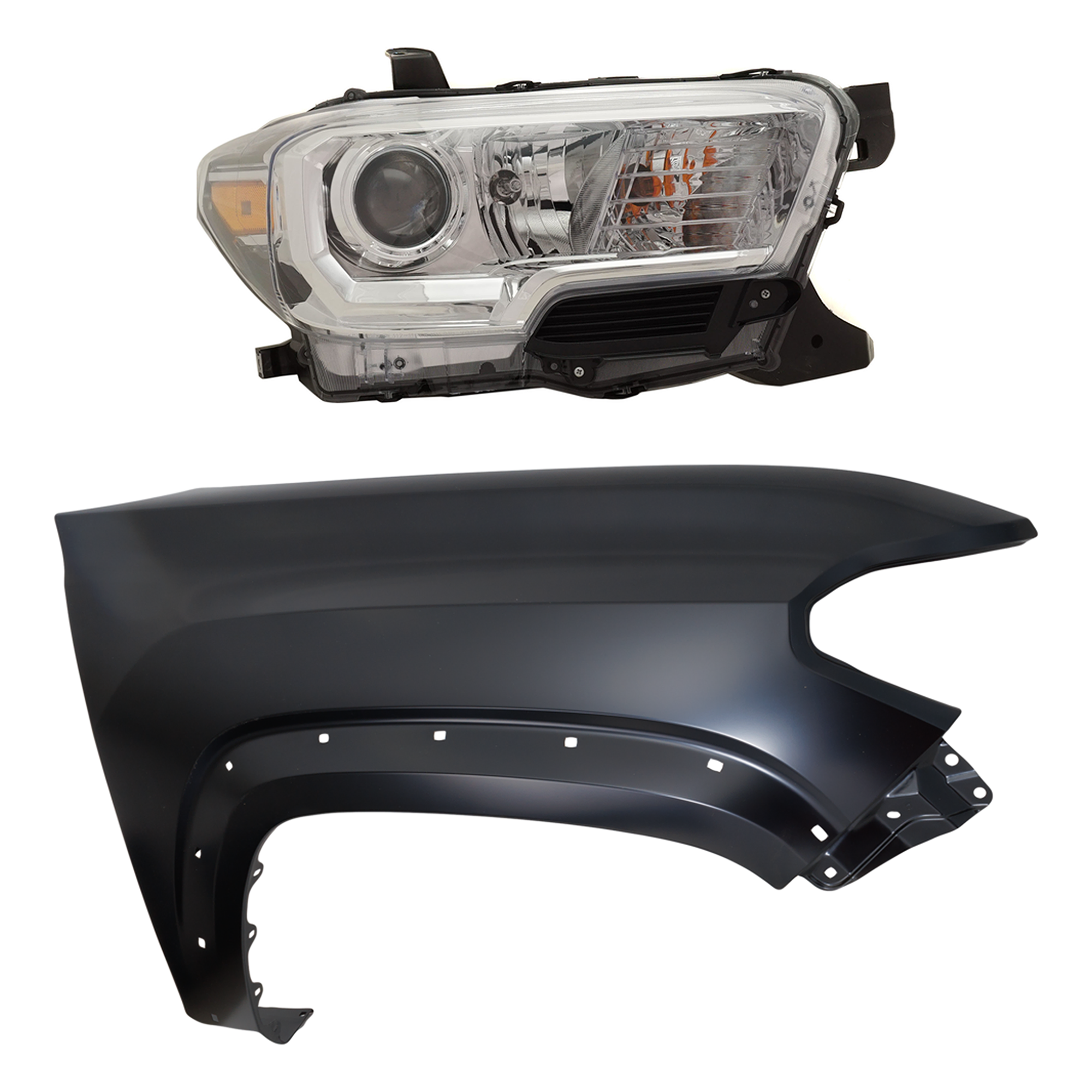 AM TACOMA 19-23 FRONT FENDER RH Primed 2 pc Kit with Headlight CAPA SKU KIT 031323-33004 Partslink TO1241262C TO2503276C OEM 5381104120-8111004262