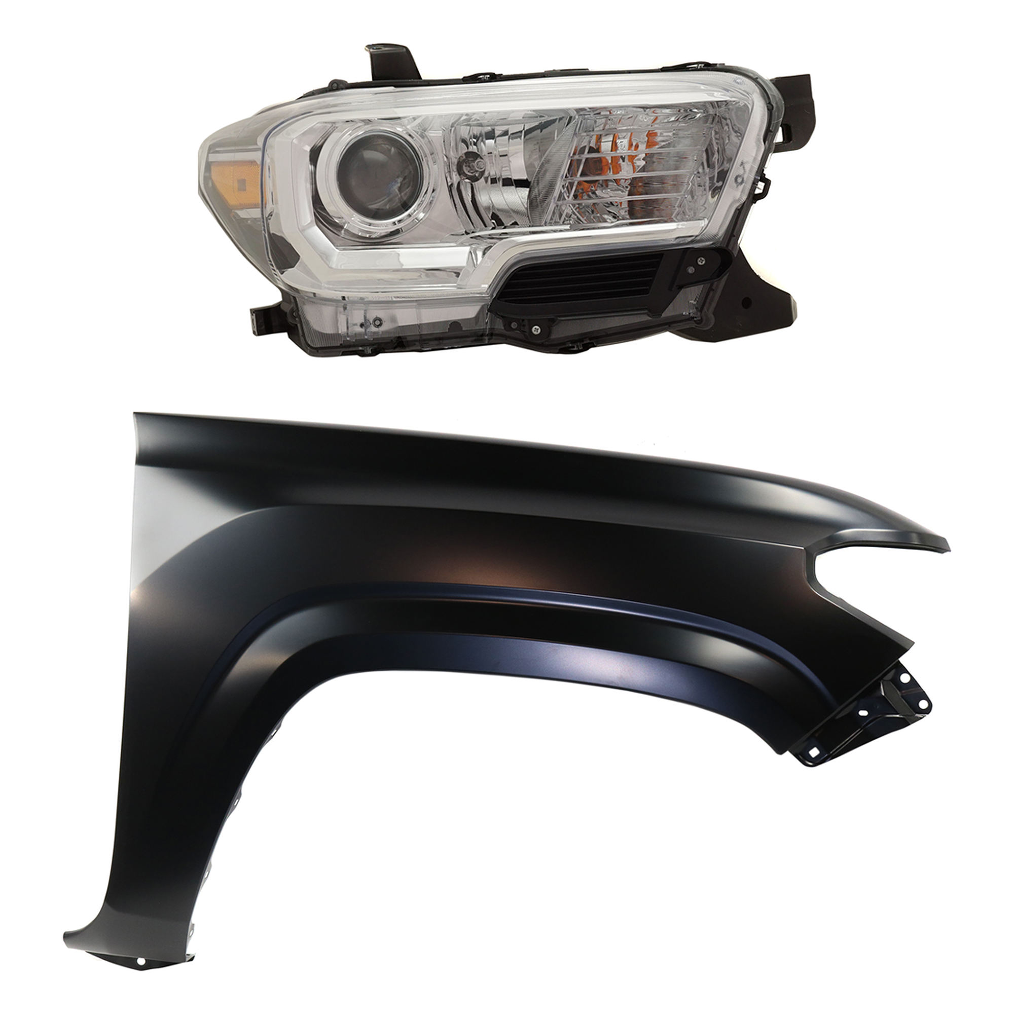 AM TACOMA 19-23 FRONT FENDER RH Primed 2 pc Kit with Headlight CAPA SKU KIT 031323-33304 Partslink TO1241261C TO2503276C OEM 5381104110-8111004262