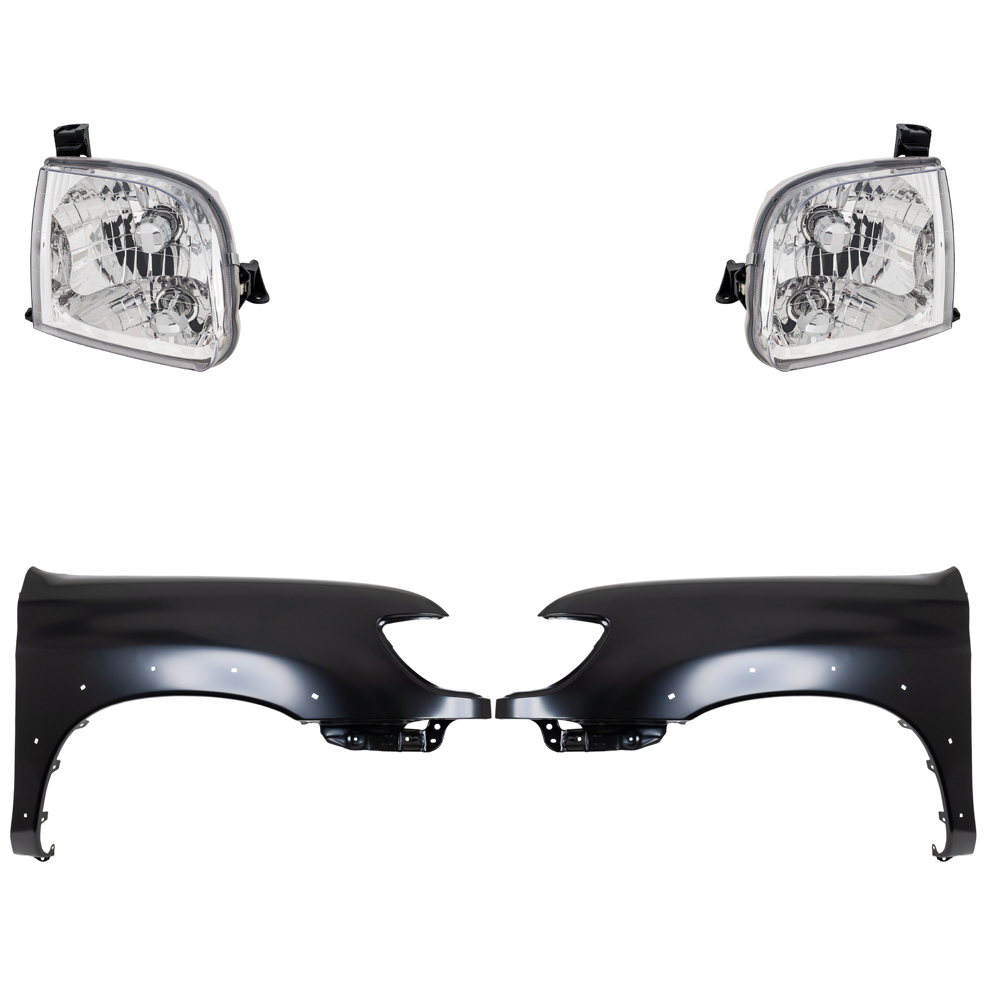 AM TUNDRA 00-02 FRONT FENDER RH AND LH Primed 4 pc Kit with Headlights SKU KIT 031323-34103 Partslink TO1241176 TO1240176 TO2502129 TO2503129 OEM 538010C041-538020C041-811500C0
