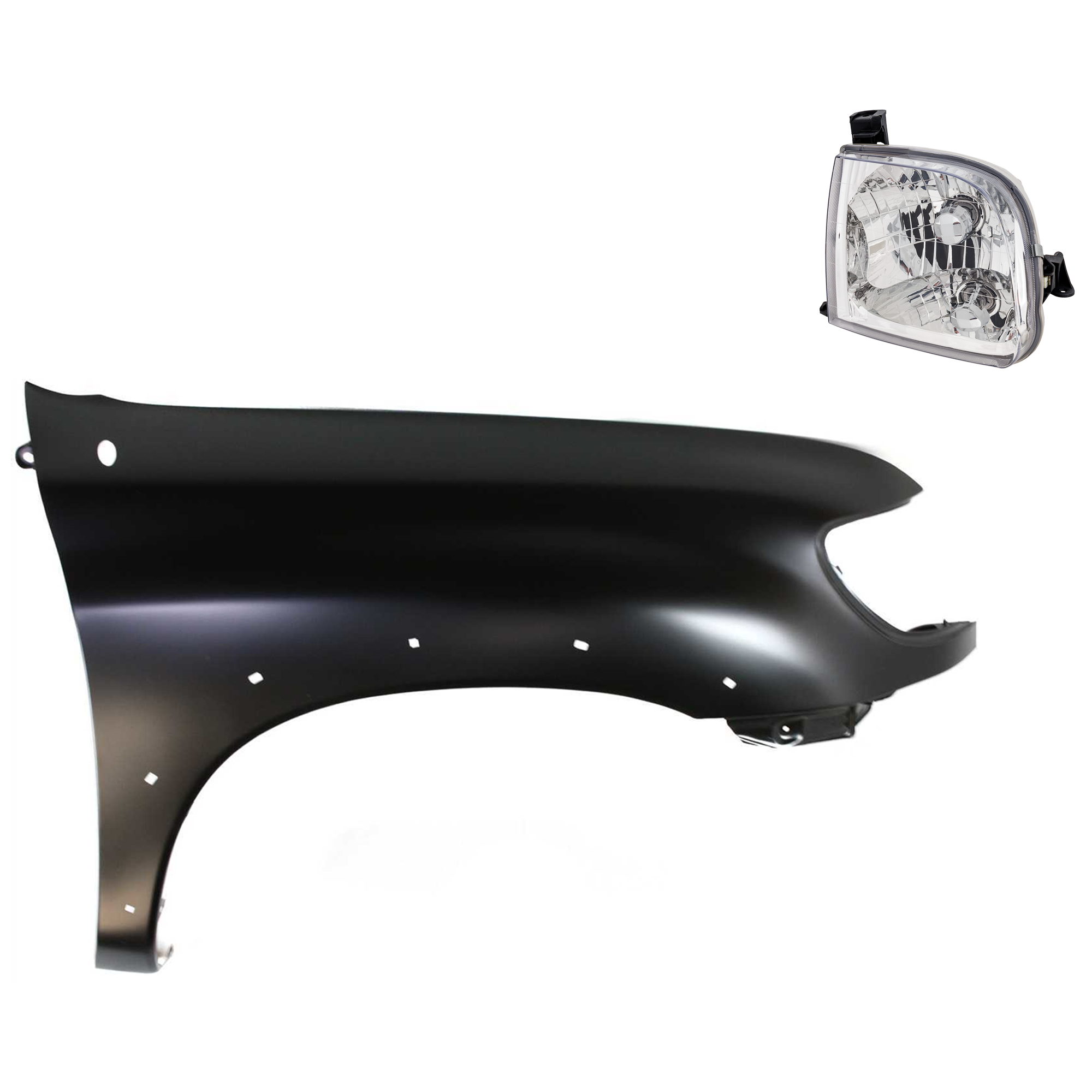 AM TUNDRA 00-02 FRONT FENDER RH Primed 2 pc Kit with Headlight SKU KIT 031323-34104 Partslink TO1241176 TO2503129 OEM 538010C041-811100C010
