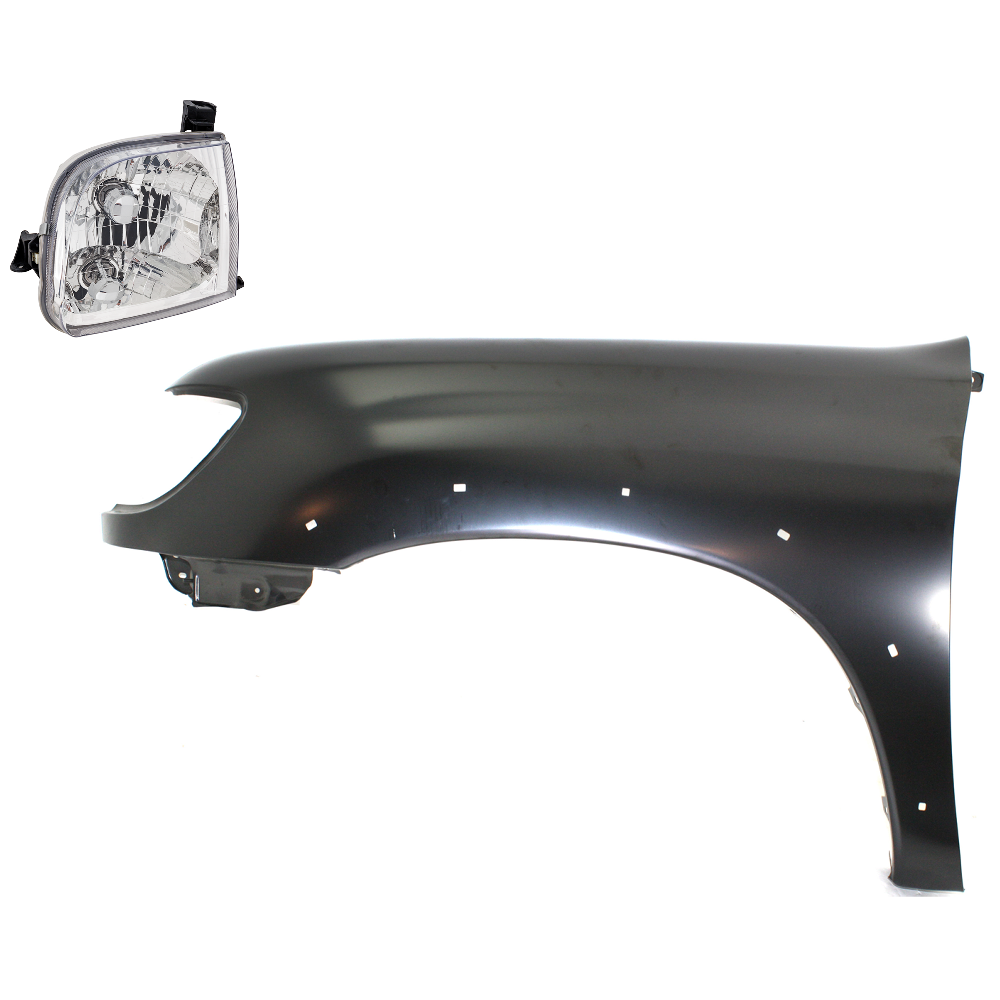 AM TUNDRA 00-02 FRONT FENDER LH Primed 2 pc Kit with Headlight SKU KIT 031323-34105 Partslink TO1240176 TO2502129 OEM 538020C041-811500C010