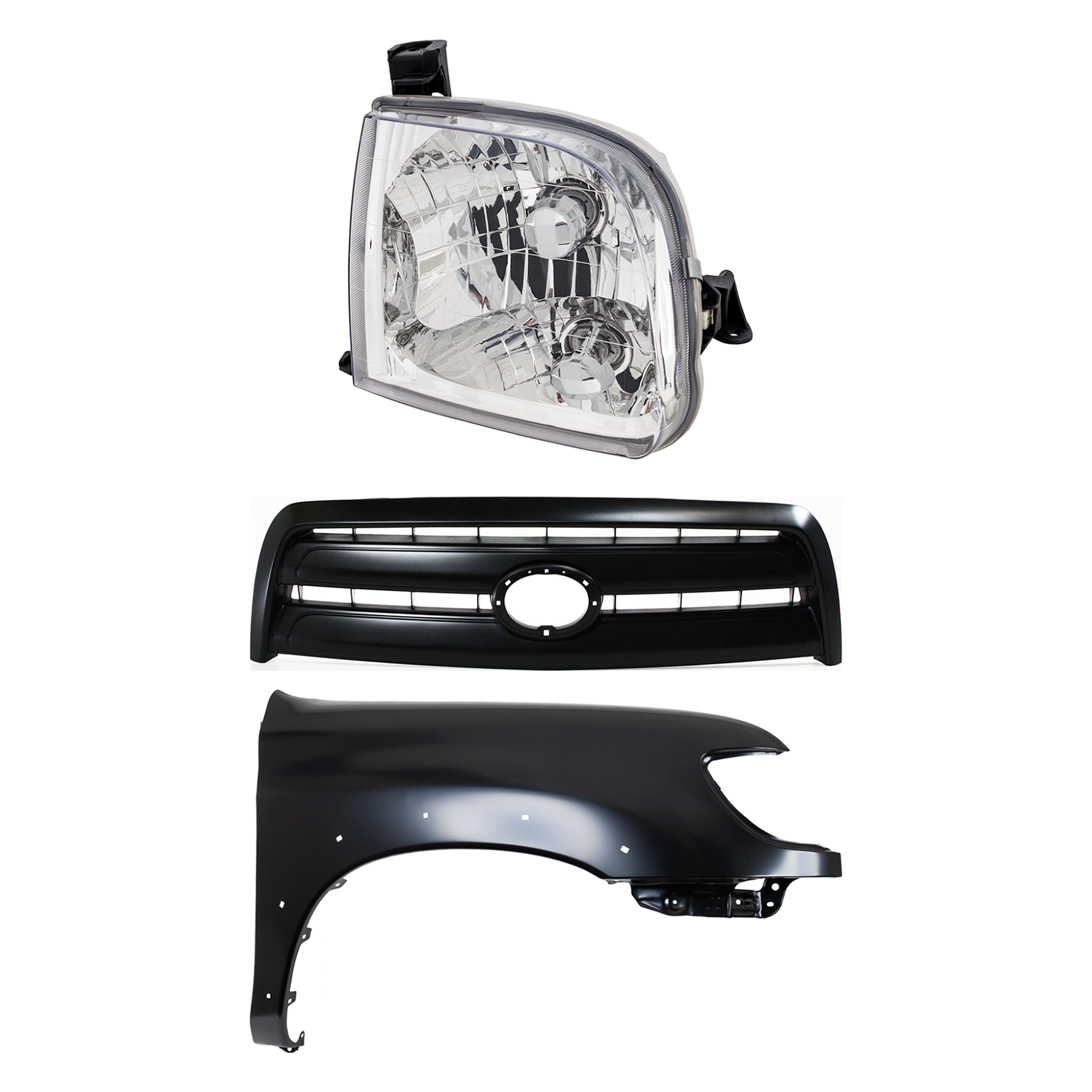 AM TUNDRA 03-03 FRONT FENDER RH Primed 3 pc Kit with Grille and Headlight SKU KIT 031323-35401 Partslink TO1241176 TO1200254 TO2503129 OEM 538010C041-531000C090-811100C0