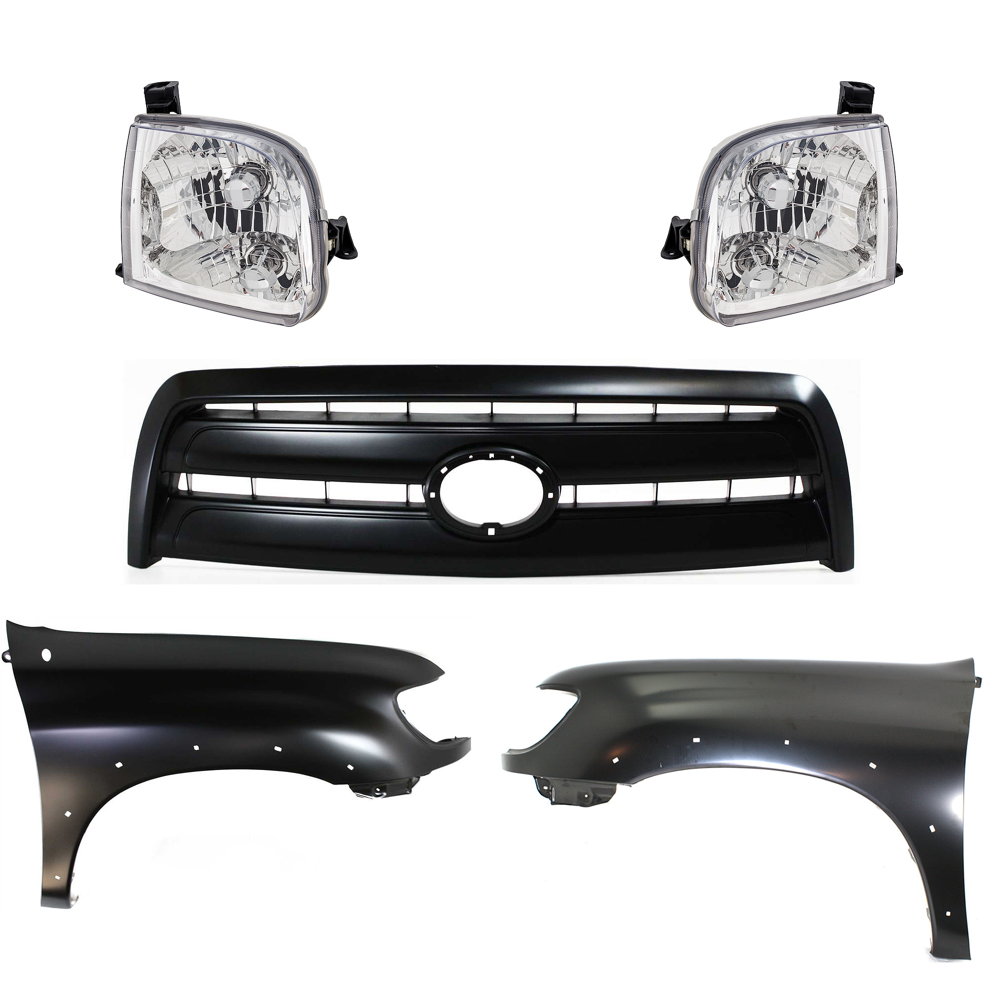 AM TUNDRA 03-03 FRONT FENDER RH AND LH Primed 5 pc Kit with Grille and Headlights SKU KIT 031323-354 Partslink TO1240176 TO1241176 TO1200254 TO2503129 TO2502129 OEM 538020C041-538010C041-531000C0