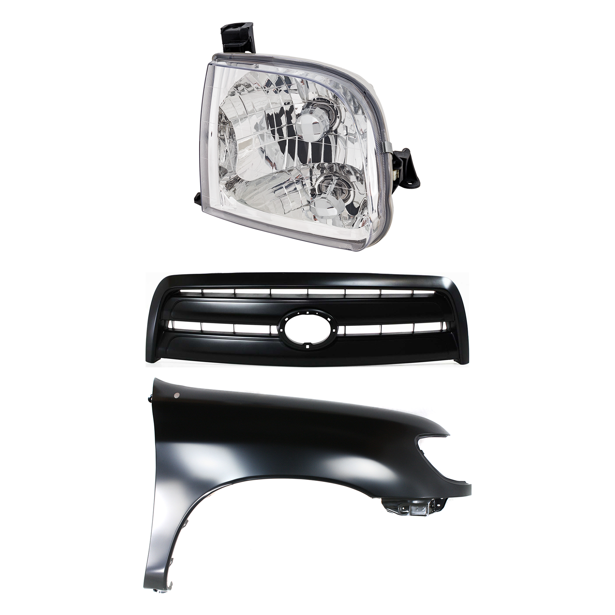 AM TUNDRA 03-03 FRONT FENDER RH Primed 3 pc Kit with Grille and Headlight SKU KIT 031323-35601 Partslink TO1241177 TO1200254 TO2503129 OEM 538010C031-531000C090-811100C0
