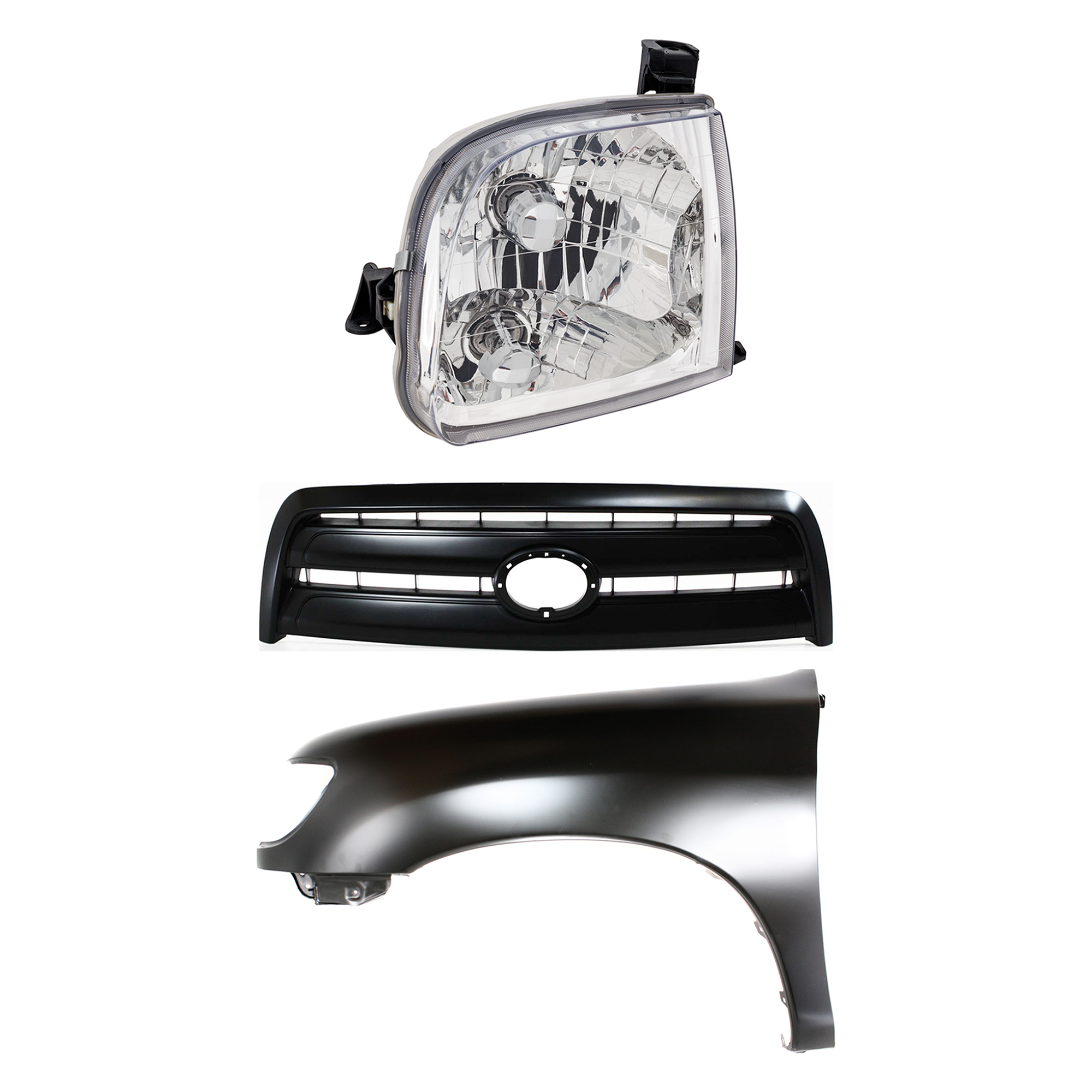 AM TUNDRA 03-03 FRONT FENDER LH Primed 3 pc Kit with Grille and Headlight SKU KIT 031323-35602 Partslink TO1240177 TO1200254 TO2502129 OEM 538020C031-531000C090-811500C0