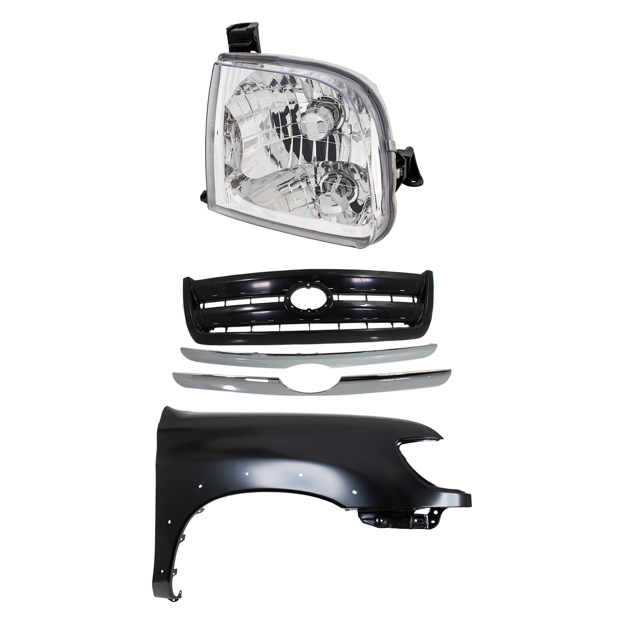 AM TUNDRA 03-04 FRONT FENDER RH Primed 3 pc Kit with Grille and Headlight SKU KIT 031323-35901 Partslink TO1241176 TO1200262 TO2503129 OEM 538010C041-531000C100C0-811100