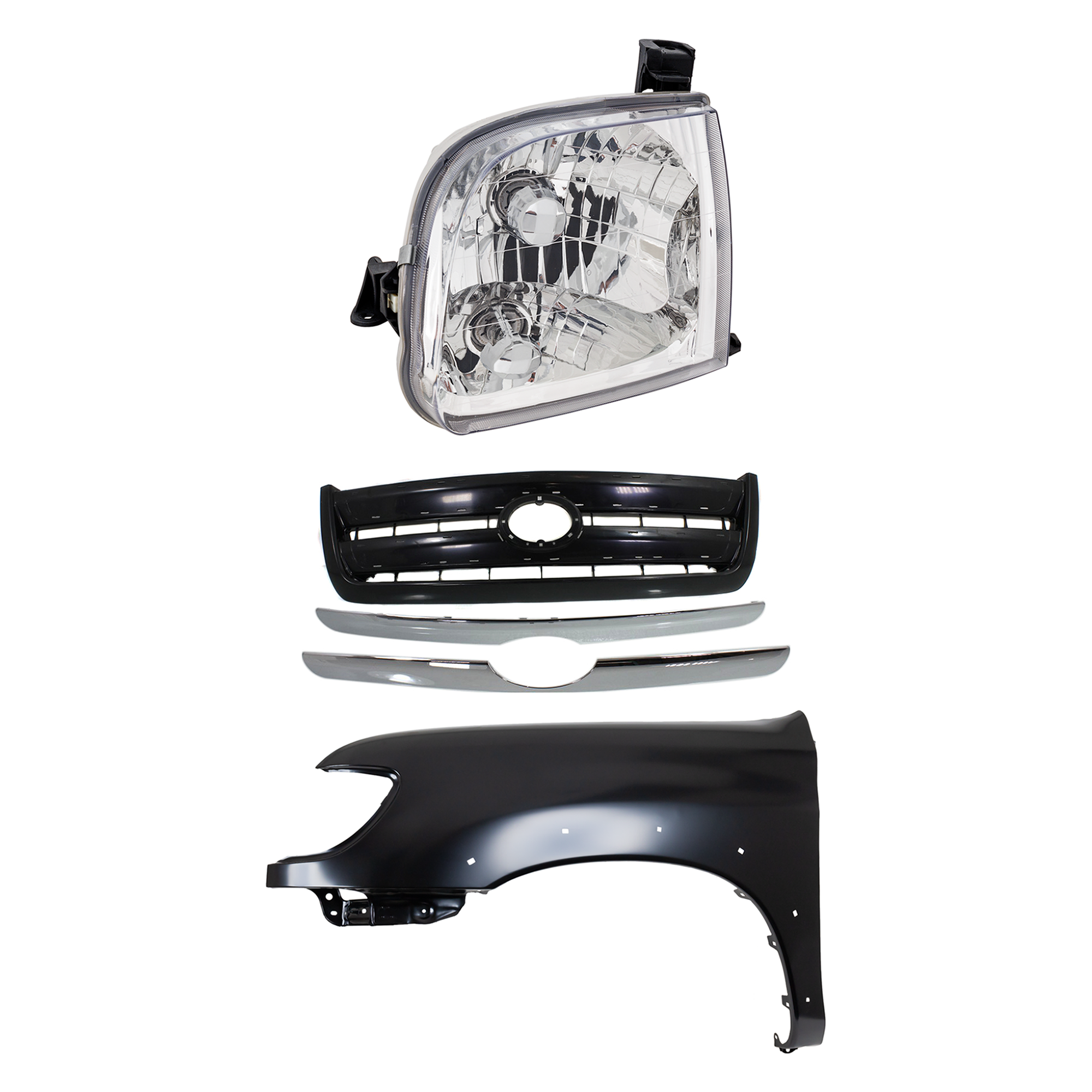 AM TUNDRA 03-04 FRONT FENDER LH Primed 3 pc Kit with Grille and Headlight SKU KIT 031323-35902 Partslink TO1240176 TO1200262 TO2502129 OEM 538020C041-531000C100C0-811500