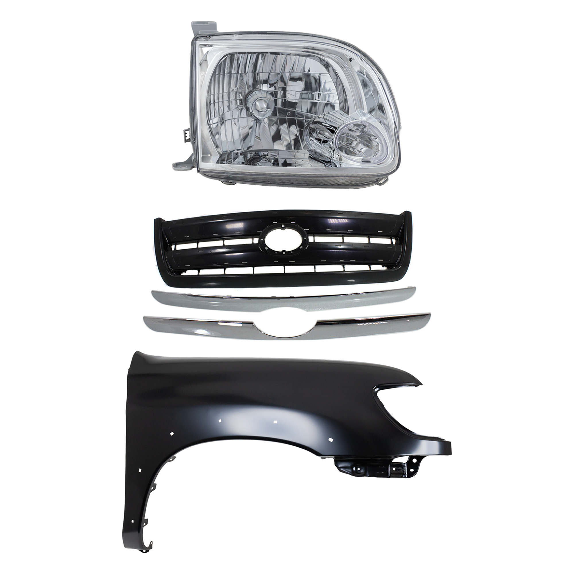 AM TUNDRA 05-06 HEAD LAMP RH Assembly Halogen Extended Cab Pickup Access Cab 3 pc Kit with Fender and Grille Assembly SKU KIT 031323-37501 Partslink TO2503166 TO1241176 TO1200262 OEM 811100C040-538010C041-531000C1