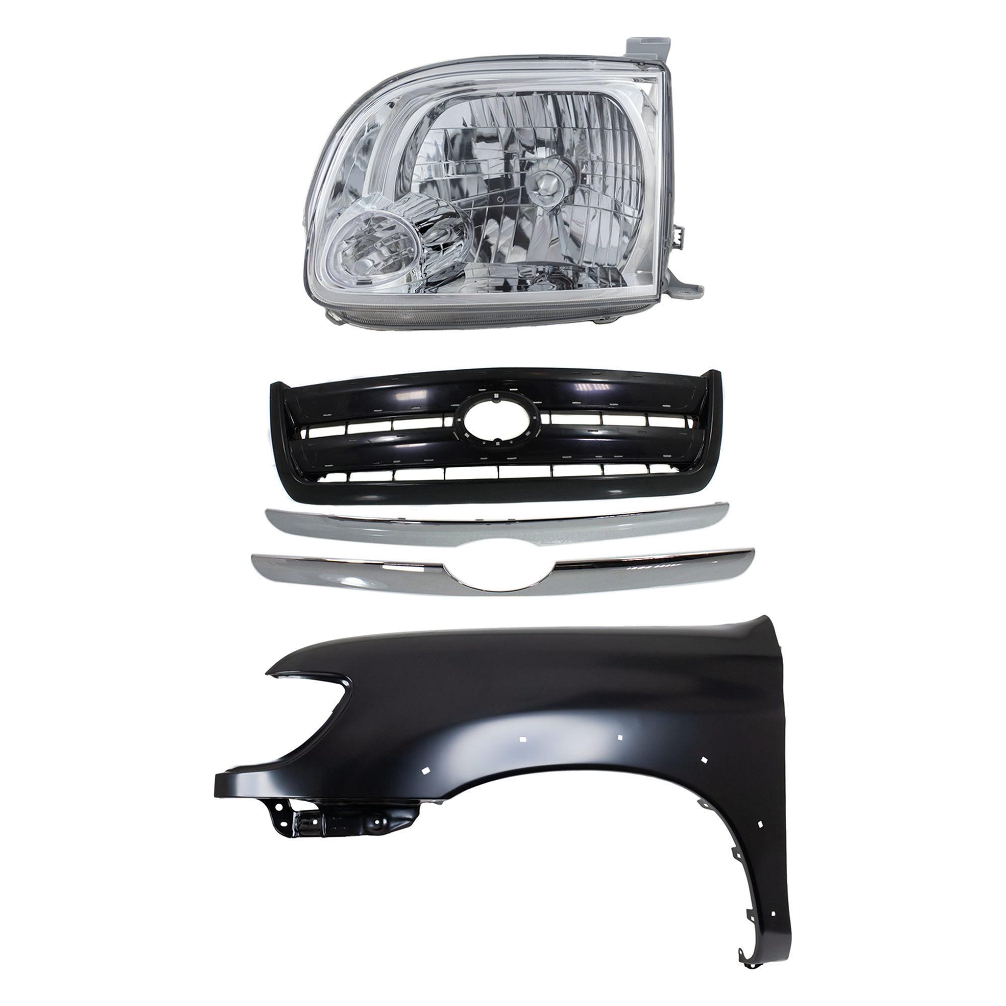 AM TUNDRA 05-06 HEAD LAMP LH Assembly Halogen 3 pc Kit with Fender and Grille Assembly SKU KIT 031323-37502 Partslink TO2502166 TO1240176 TO1200262 OEM 811500C040-538020C041-531000C1