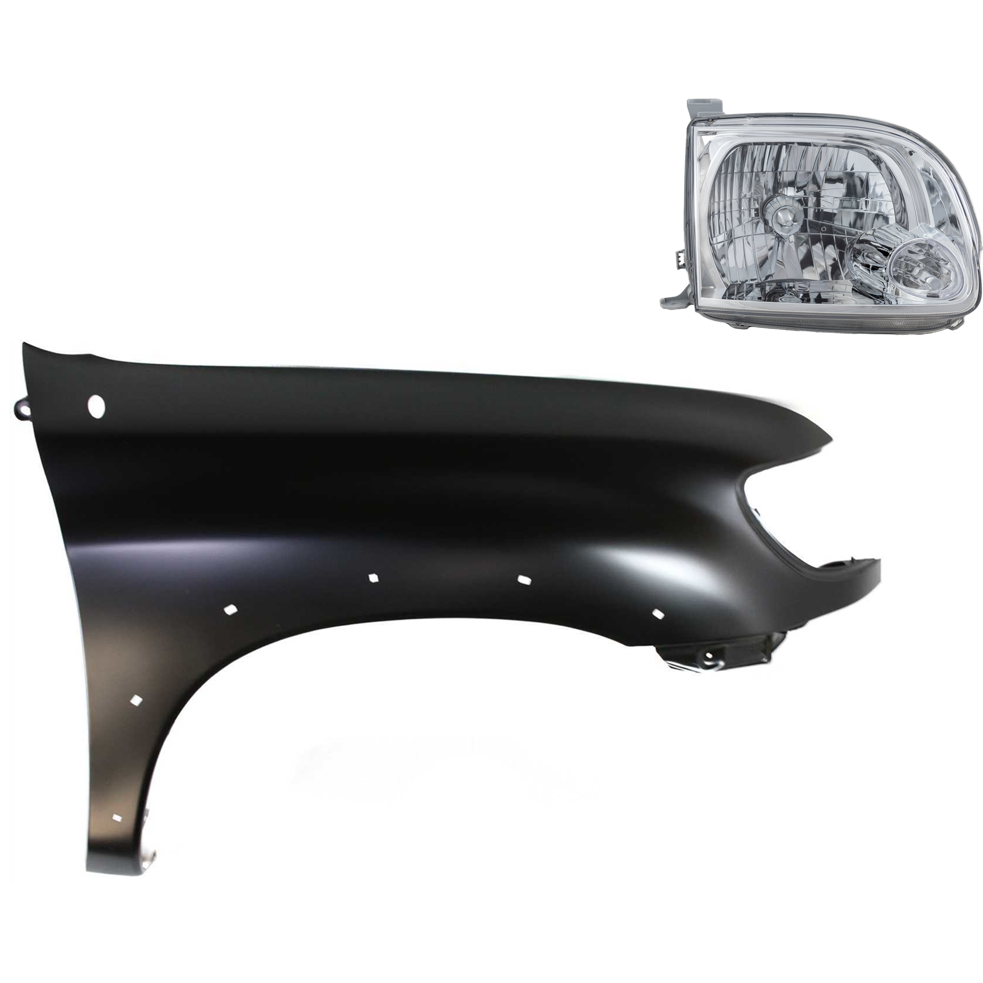 AM TUNDRA 05-06 HEAD LAMP RH Assembly Halogen 2 pc Kit with Fender SKU KIT 031323-37504 Partslink TO2503166 TO1241176 OEM 811100C040-538010C041