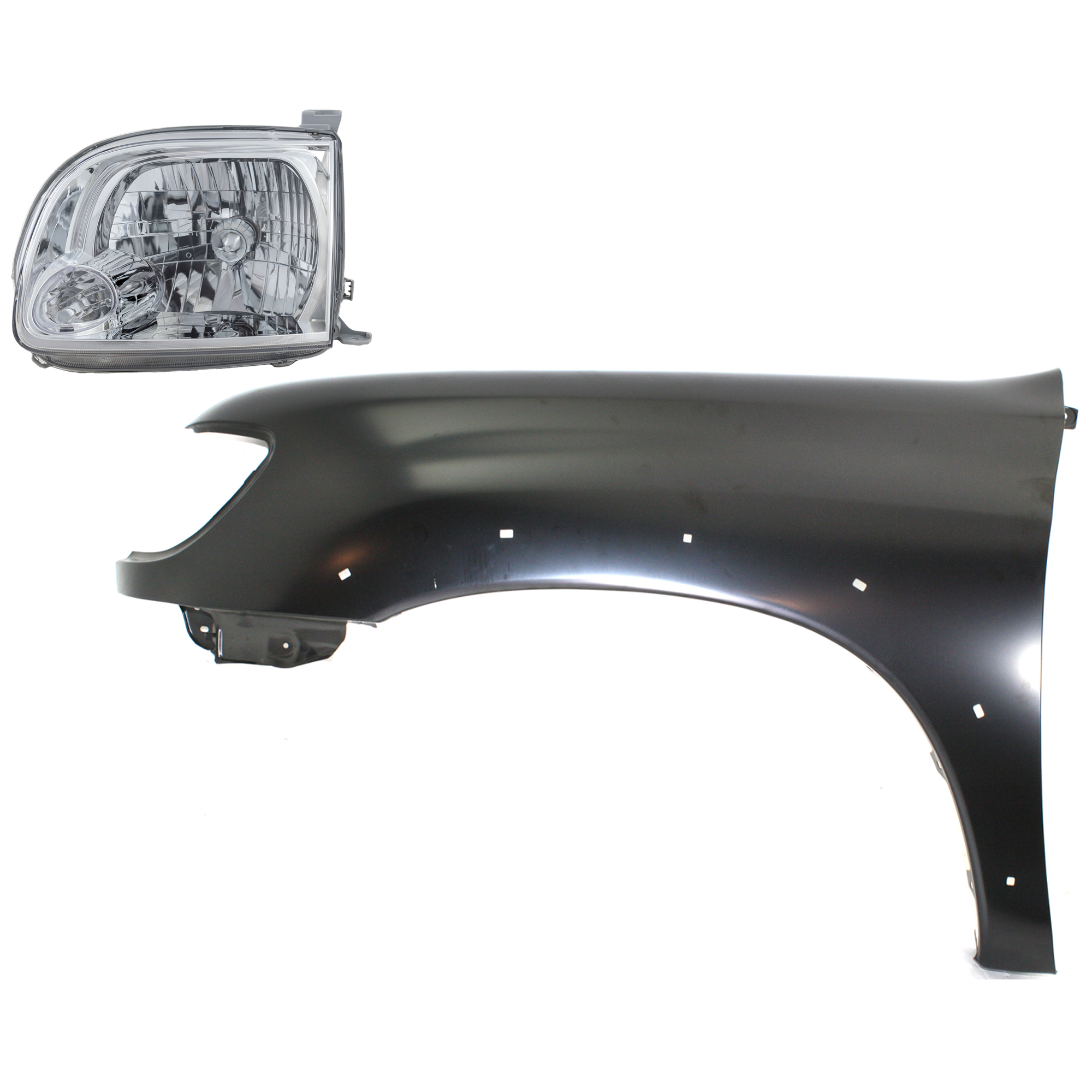 AM TUNDRA 05-06 HEAD LAMP LH Assembly Halogen 2 pc Kit with Fender SKU KIT 031323-37505 Partslink TO2502166 TO1240176 OEM 811500C040-538020C041