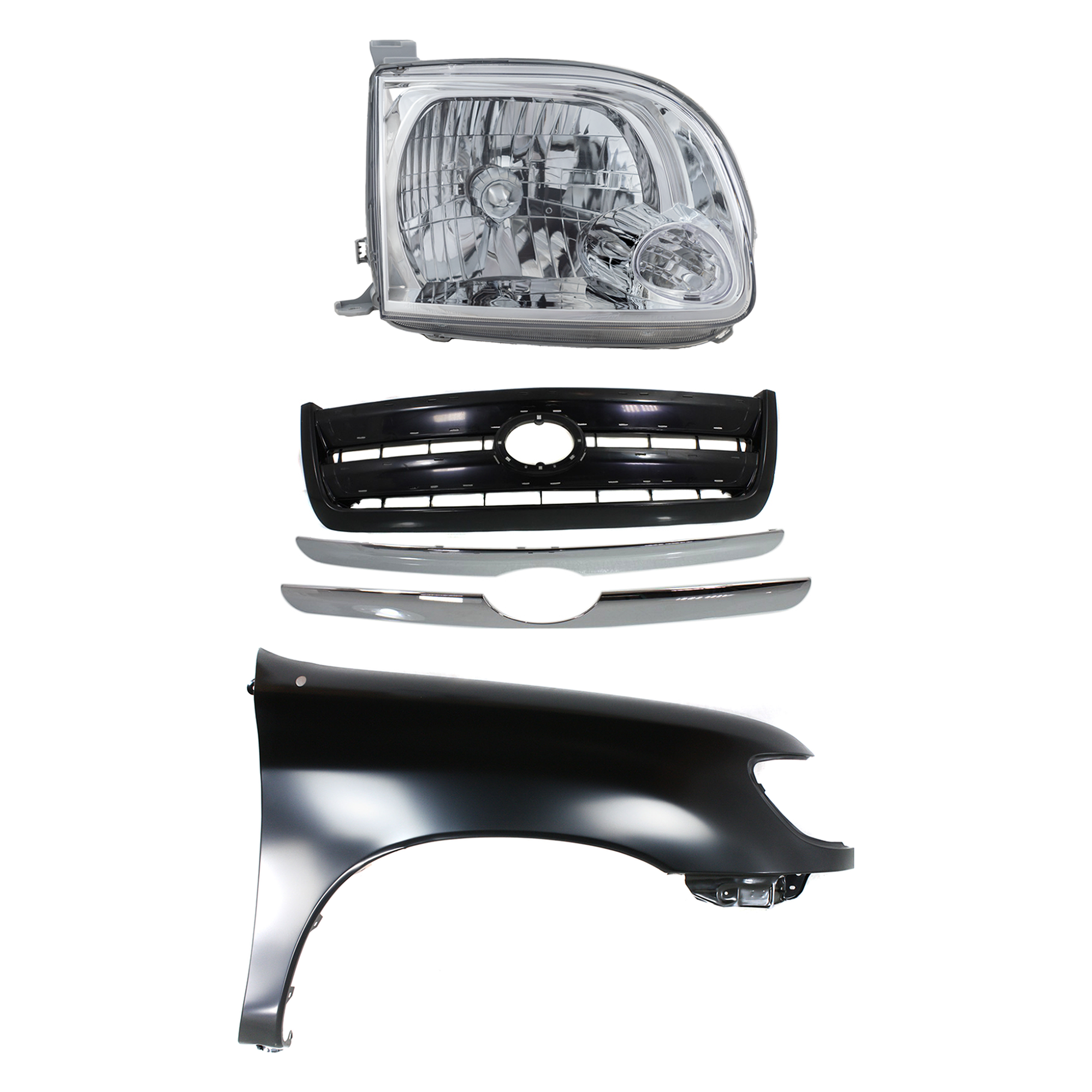 AM TUNDRA 05-06 HEAD LAMP RH Assembly Halogen Extended Cab Pickup Access Cab 3 pc Kit with Fender and Grille Assembly SKU KIT 031323-37601 Partslink TO2503166 TO1241177 TO1200262 OEM 811100C040-538010C031-531000C1