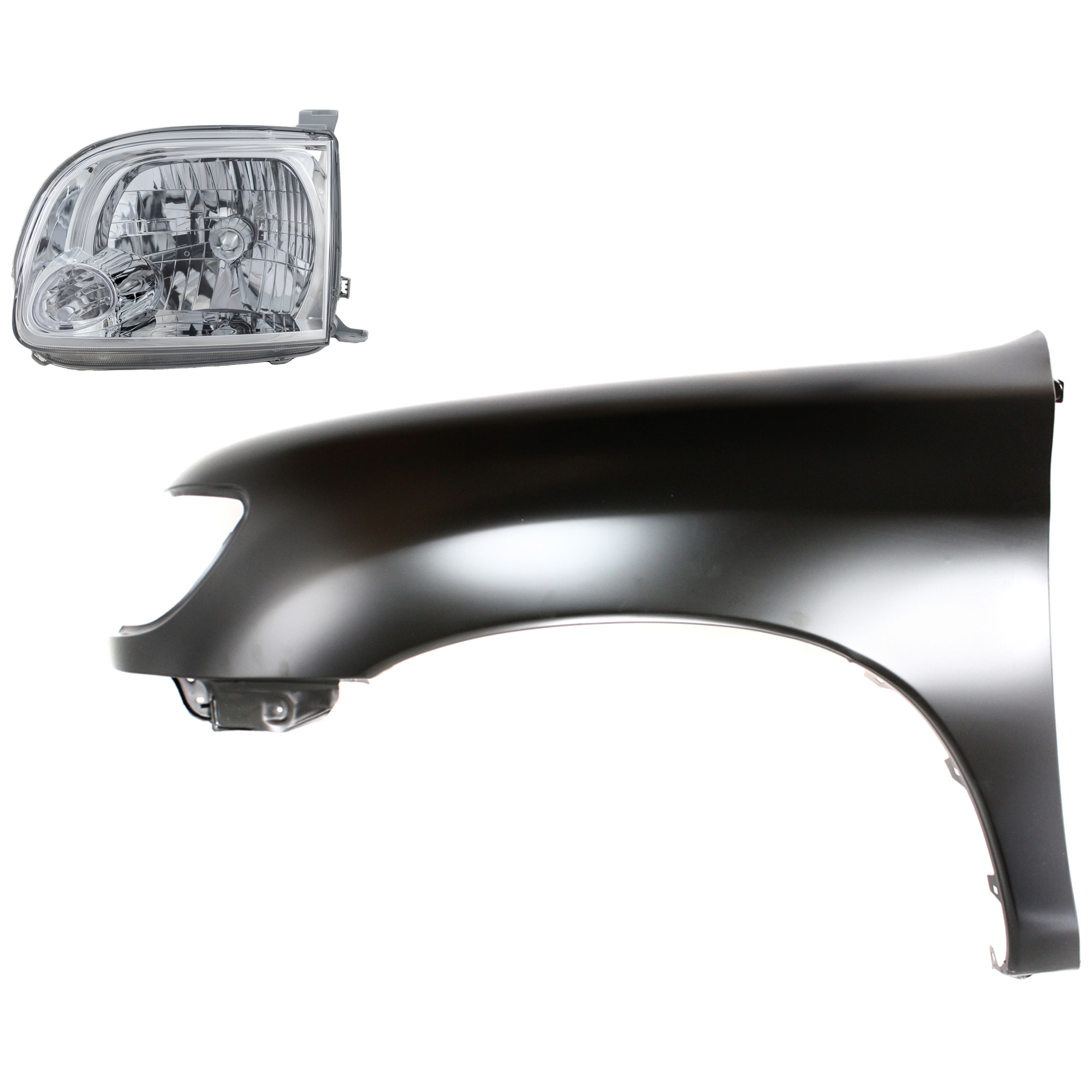 AM TUNDRA 05-06 HEAD LAMP LH Assembly Halogen 2 pc Kit with Fender SKU KIT 031323-37605 Partslink TO2502166 TO1240177 OEM 811500C040-538020C031