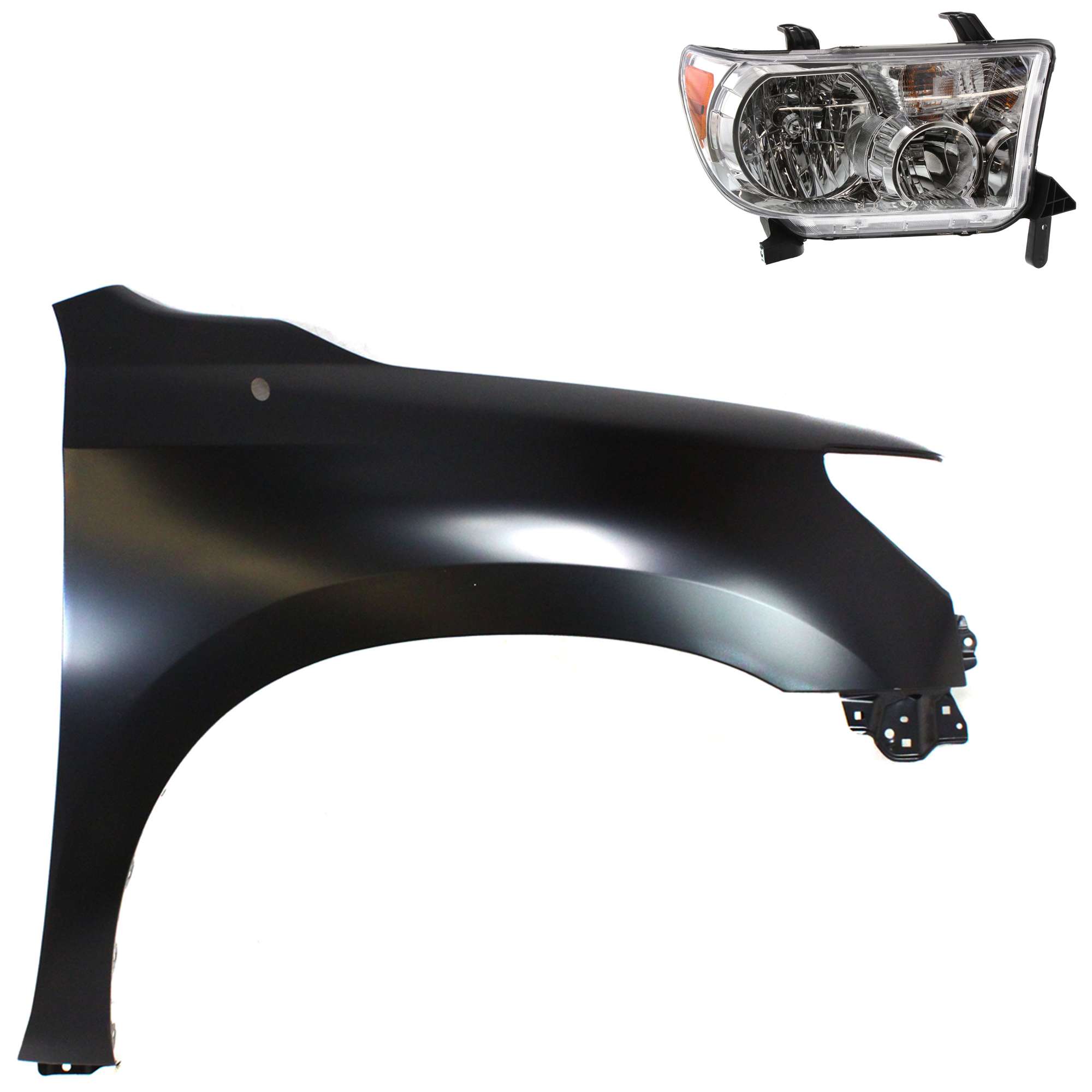 AM TUNDRA 07-09 HEAD LAMP RH Assembly Halogen 2 pc Kit with Fender SKU KIT 031323-38004 Partslink TO2503171 TO1241217 OEM 811100C051-538010C190