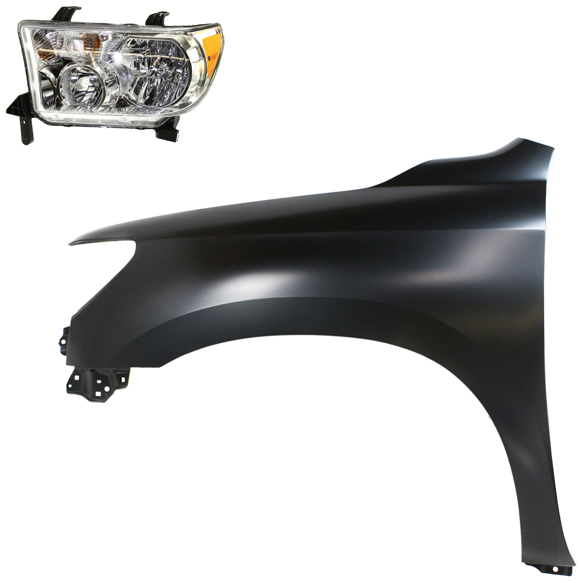 AM SEQUOIA 08-17 TUNDRA 07-13 HEAD LAMP LH Assembly Halogen 2 pc Kit with Fender SKU KIT 031323-38005 Partslink TO2502171 TO1240217 OEM 811500C051-538020C170