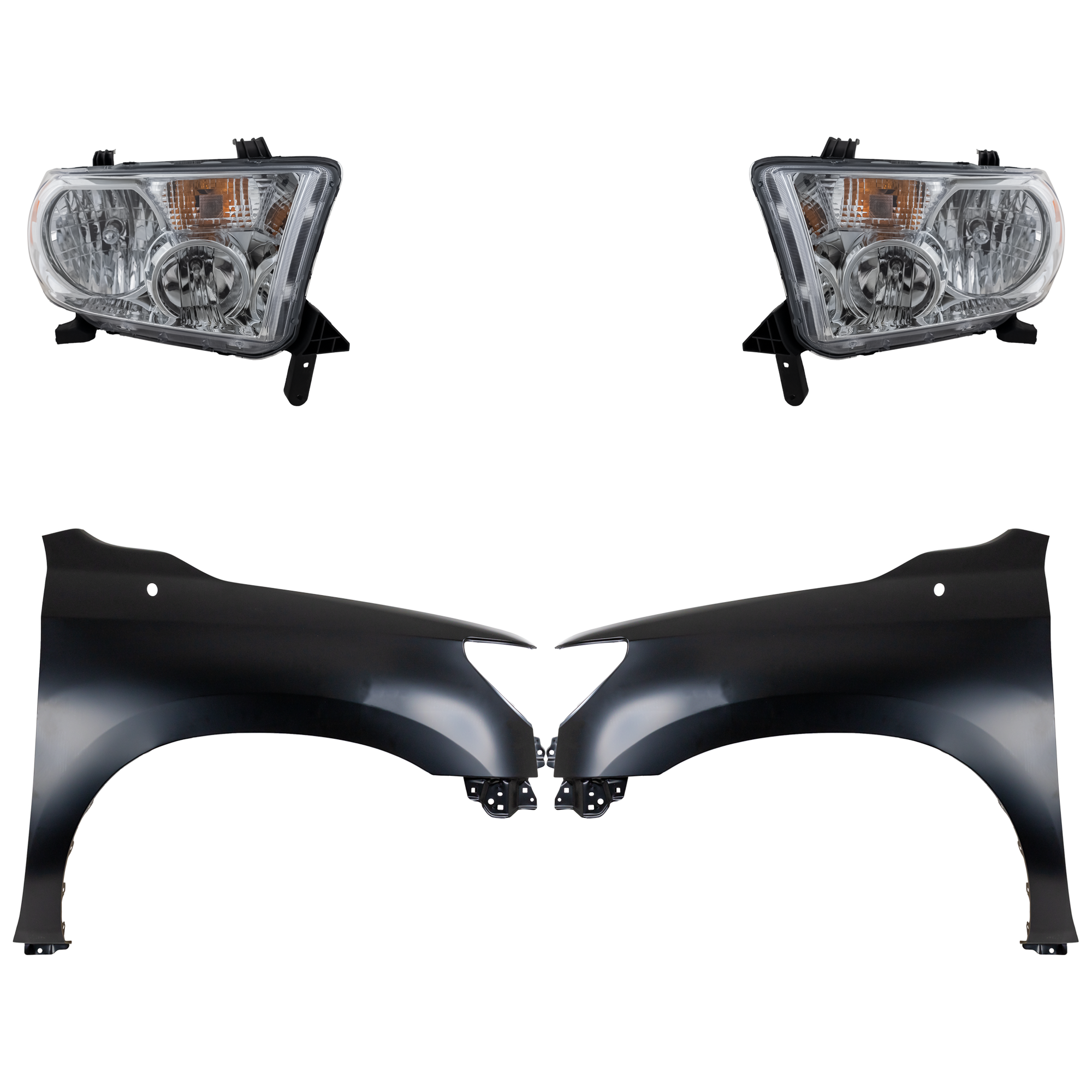 AM TUNDRA 07-13 HEAD LAMP RH AND LH Assembly Halogen 4 pc Kit with Fenders CAPA SKU KIT 031323-38303 Partslink TO1240217C TO1241217C TO2502171C TO2503171C OEM 538010C190-538020C170-811100C0