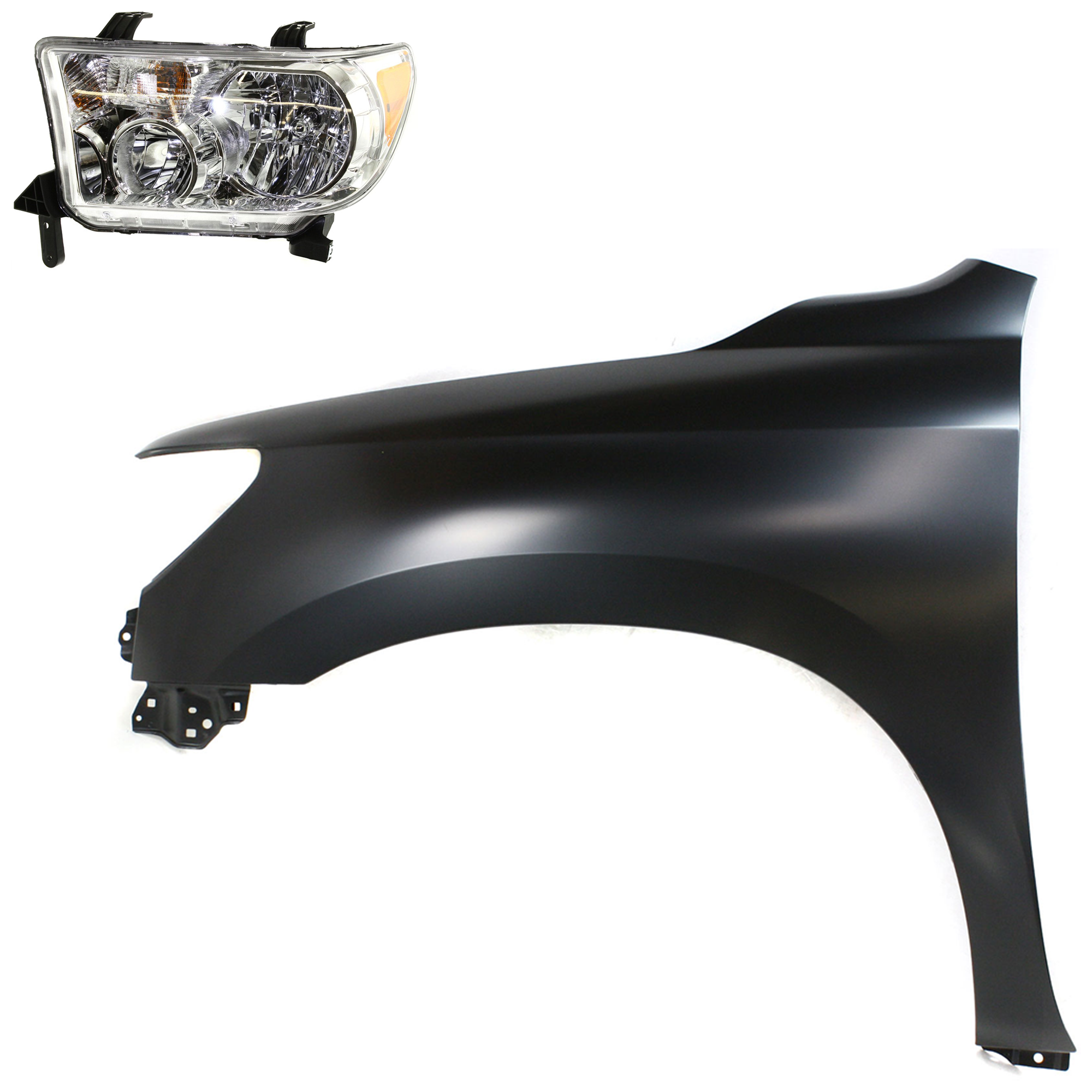 AM TUNDRA 07-13 SEQUOIA 08-17 HEAD LAMP LH Assembly Halogen 2 pc Kit with Fender CAPA SKU KIT 031323-38305 Partslink TO1240217C TO2502171C OEM 538020C170-811500C051