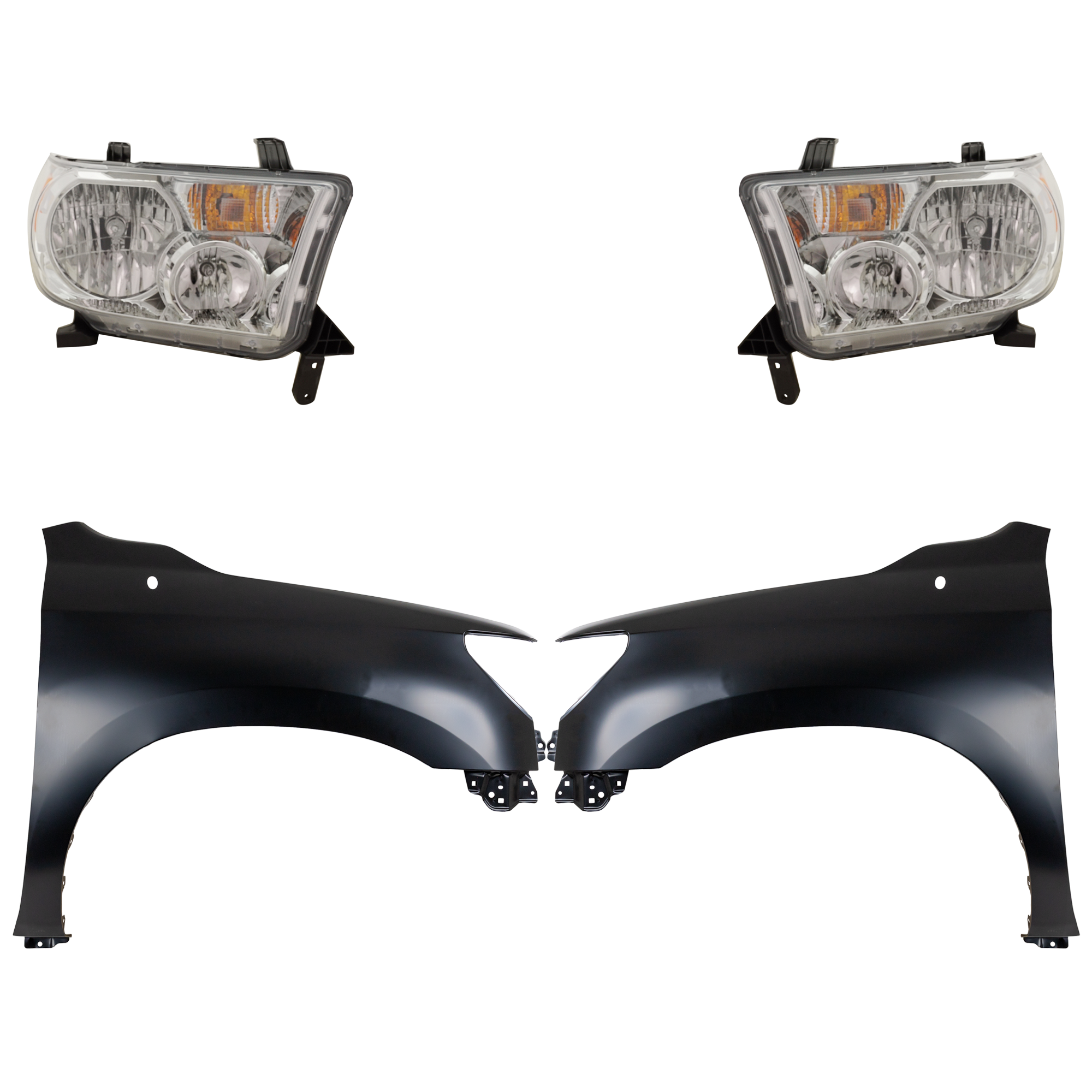 AM TUNDRA 09-13 HEAD LAMP RH AND LH Assembly Halogen 4 pc Kit with Fenders CAPA SKU KIT 031323-38403 Partslink TO1240217C TO1241217C TO2502194C TO2503194C OEM 538010C190-538020C170-811100C0