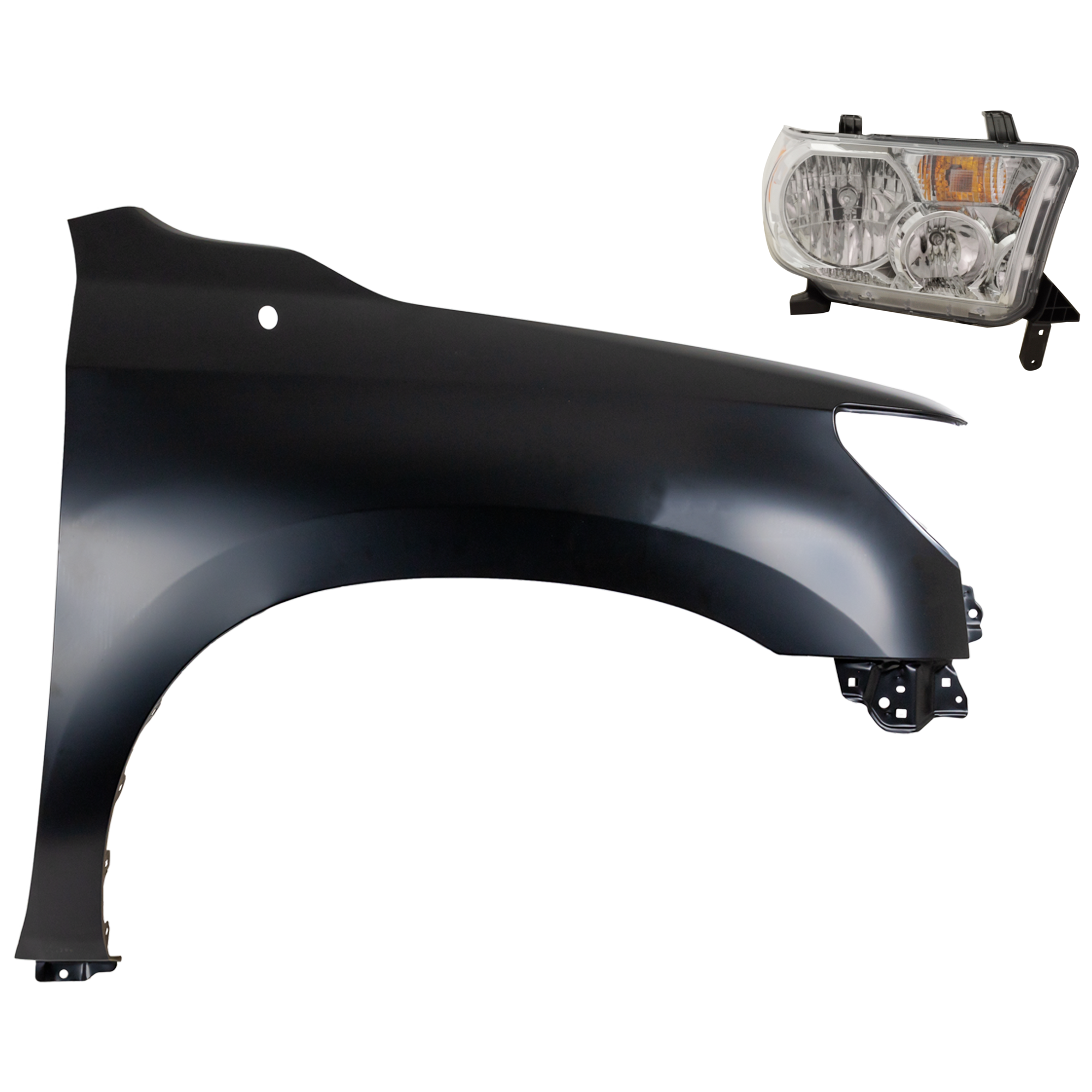 AM TUNDRA 09-13 HEAD LAMP RH Assembly Halogen 2 pc Kit with Fender CAPA SKU KIT 031323-38404 Partslink TO1241217C TO2503194C OEM 538010C190-811100C070
