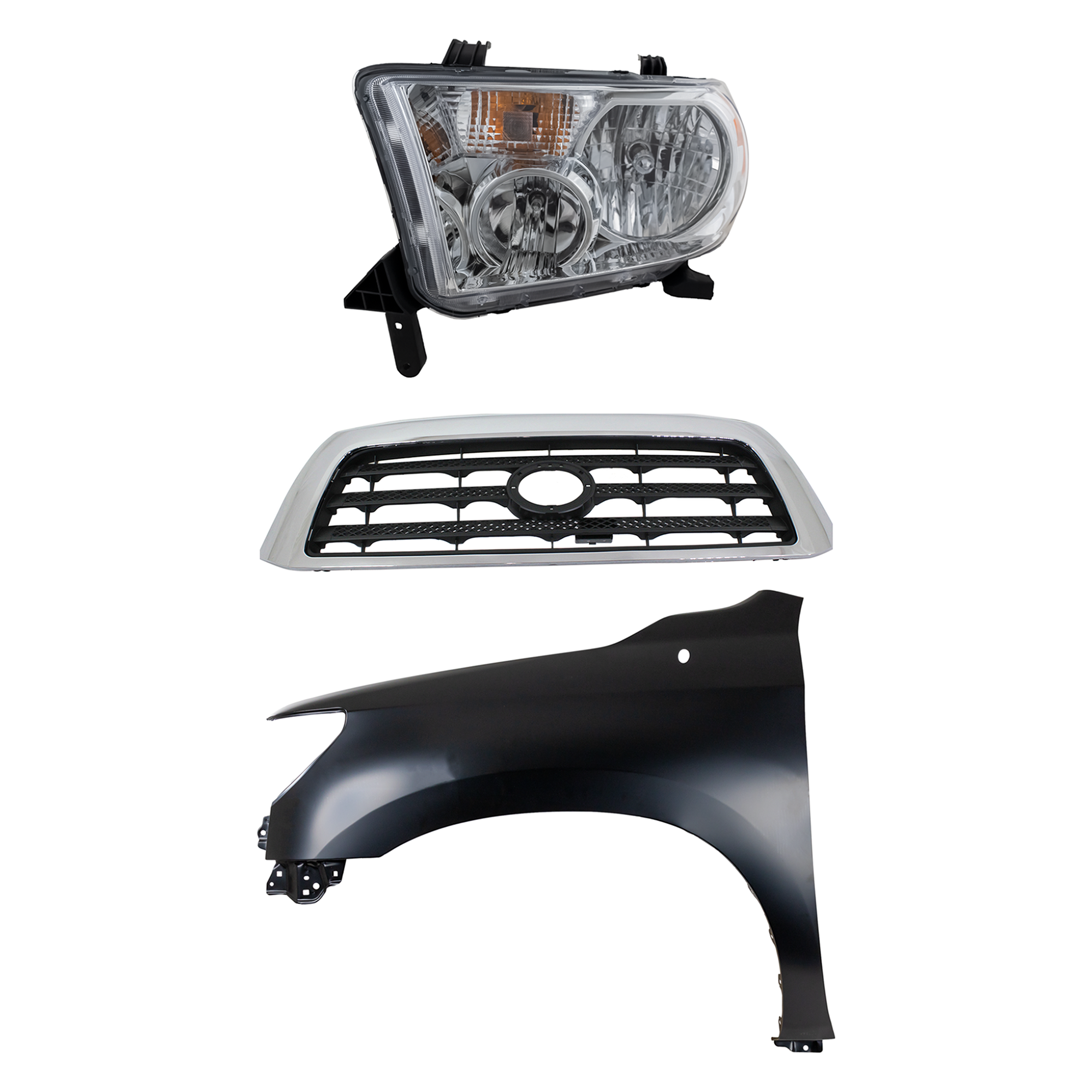 AM TUNDRA 07-09 HEAD LAMP LH Assembly Halogen 3 pc Kit with Fender and Grille Assembly CAPA SKU KIT 031323-38802 Partslink TO1200301 TO1240217C TO2502171C OEM 531000C160-538020C170-811500C0