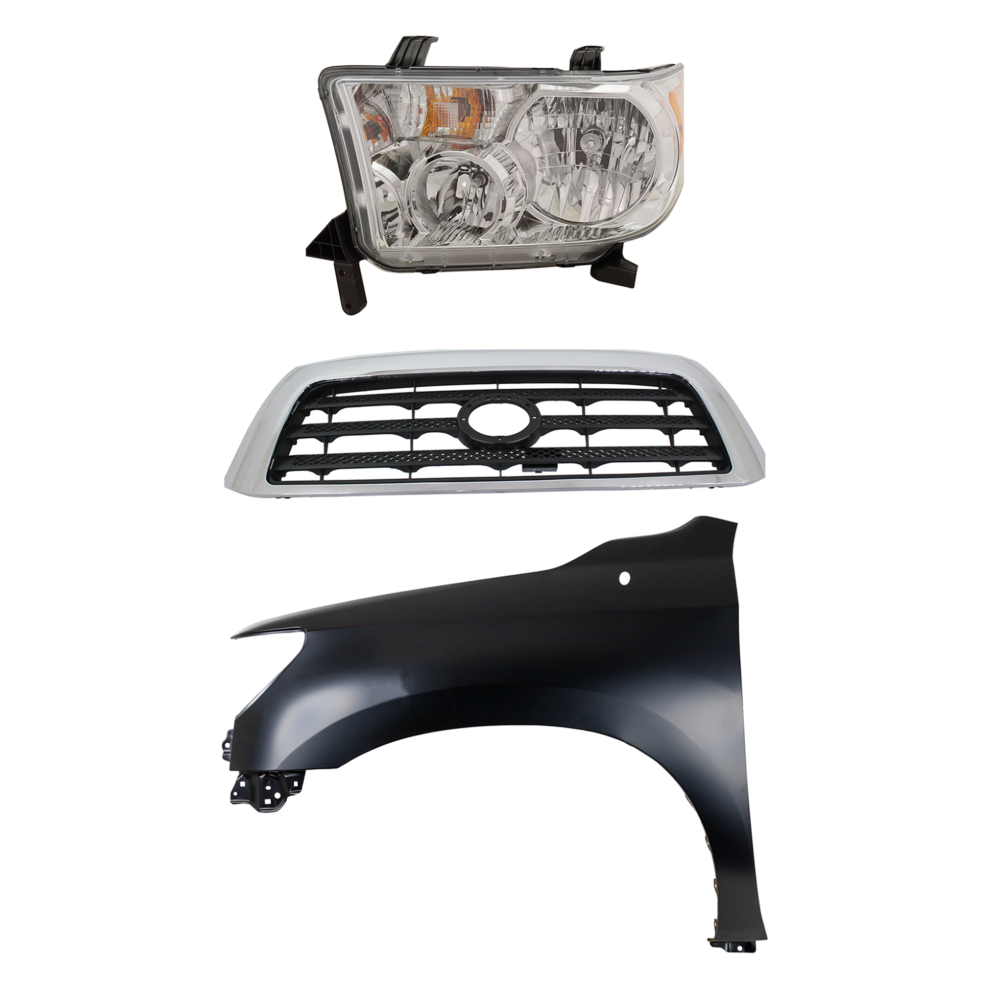 AM TUNDRA 09-09 HEAD LAMP LH Assembly Halogen 3 pc Kit with Fender and Grille Assembly CAPA SKU KIT 031323-38902 Partslink TO1200301 TO1240217C TO2502194C OEM 531000C160-538020C170-811500C0