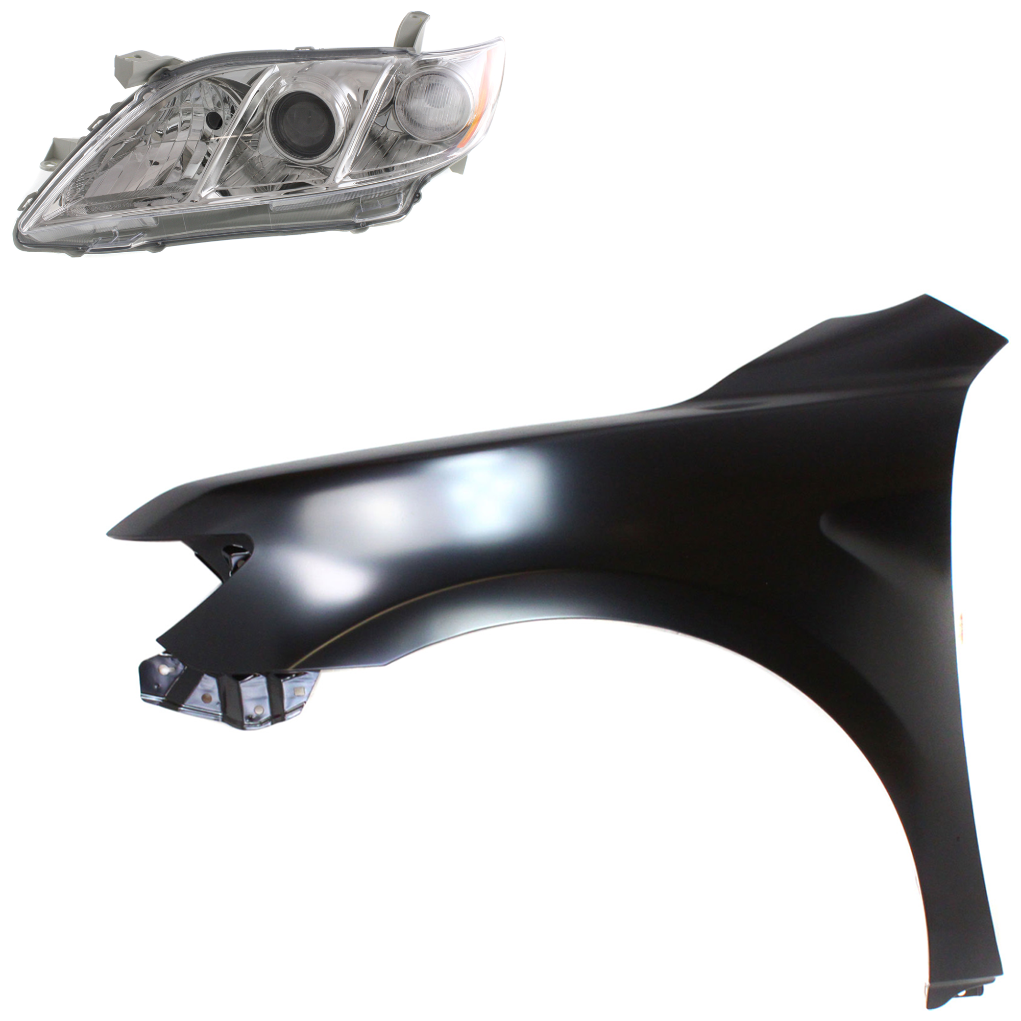 AM CAMRY 07-09 HEAD LAMP LH Lens and Housing Halogen 2 pc Kit with Fender SKU KIT 031323-39405 Partslink TO2502167 TO1240211 OEM 8117033652-5380206120