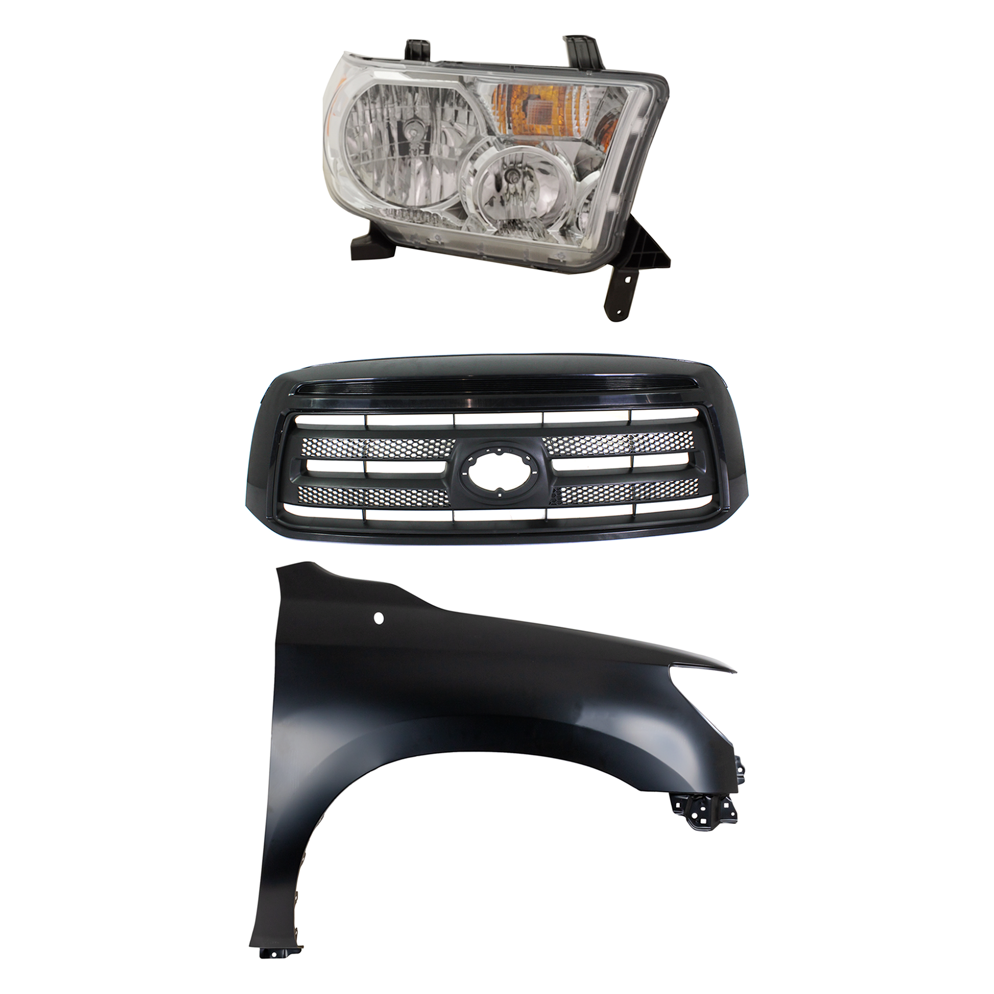 AM TUNDRA 10-13 HEAD LAMP RH Assembly Halogen 3 pc Kit with Fender and Grille Assembly CAPA SKU KIT 031323-40001 Partslink TO1200336 TO1241217C TO2503194C OEM 531000C220-538010C190-811100C0