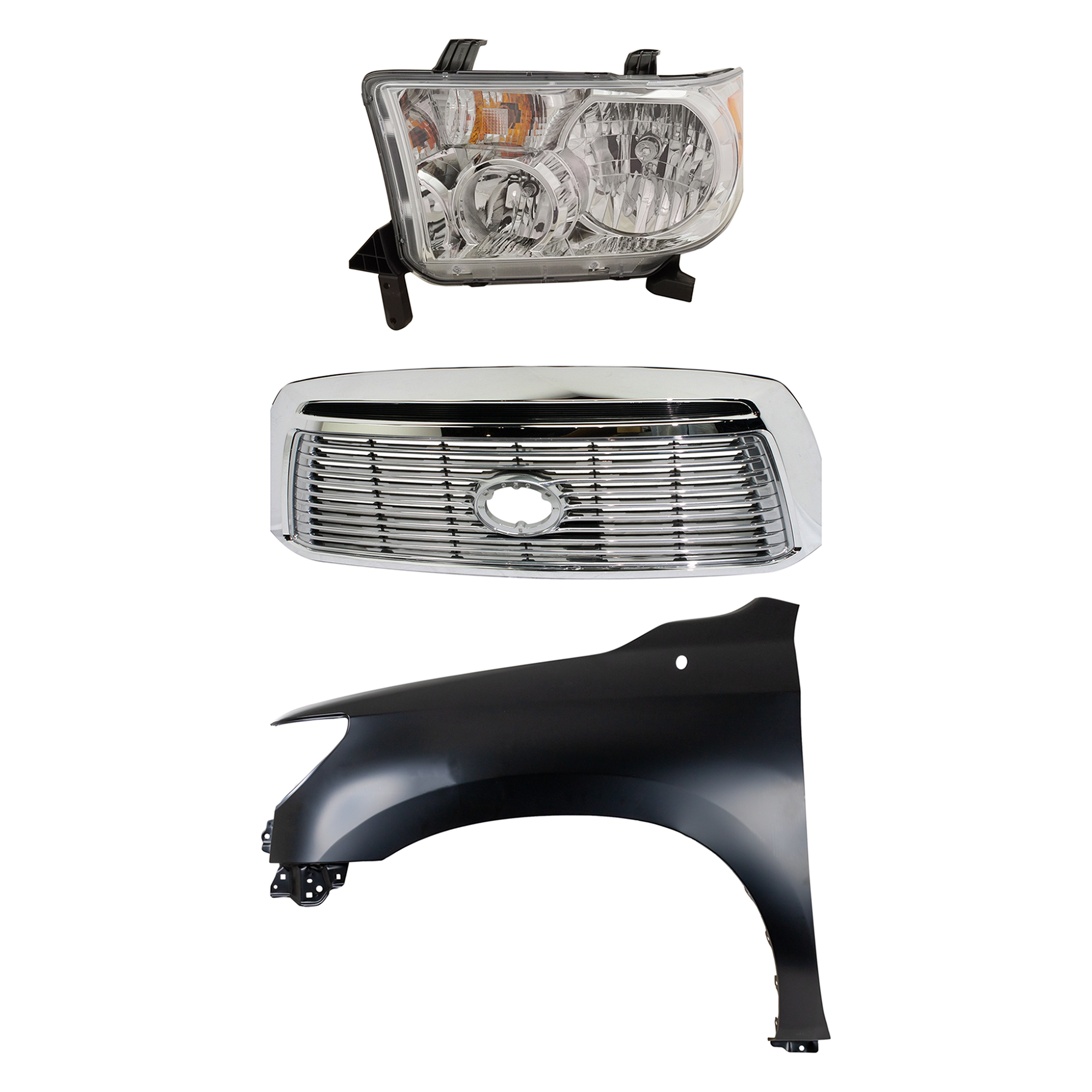 AM TUNDRA 10-13 HEAD LAMP LH Assembly Halogen 3 pc Kit with Fender and Grille Assembly CAPA SKU KIT 031323-41502 Partslink TO1200338 TO1240217C TO2502194C OEM 531000C250-538020C170-811500C0