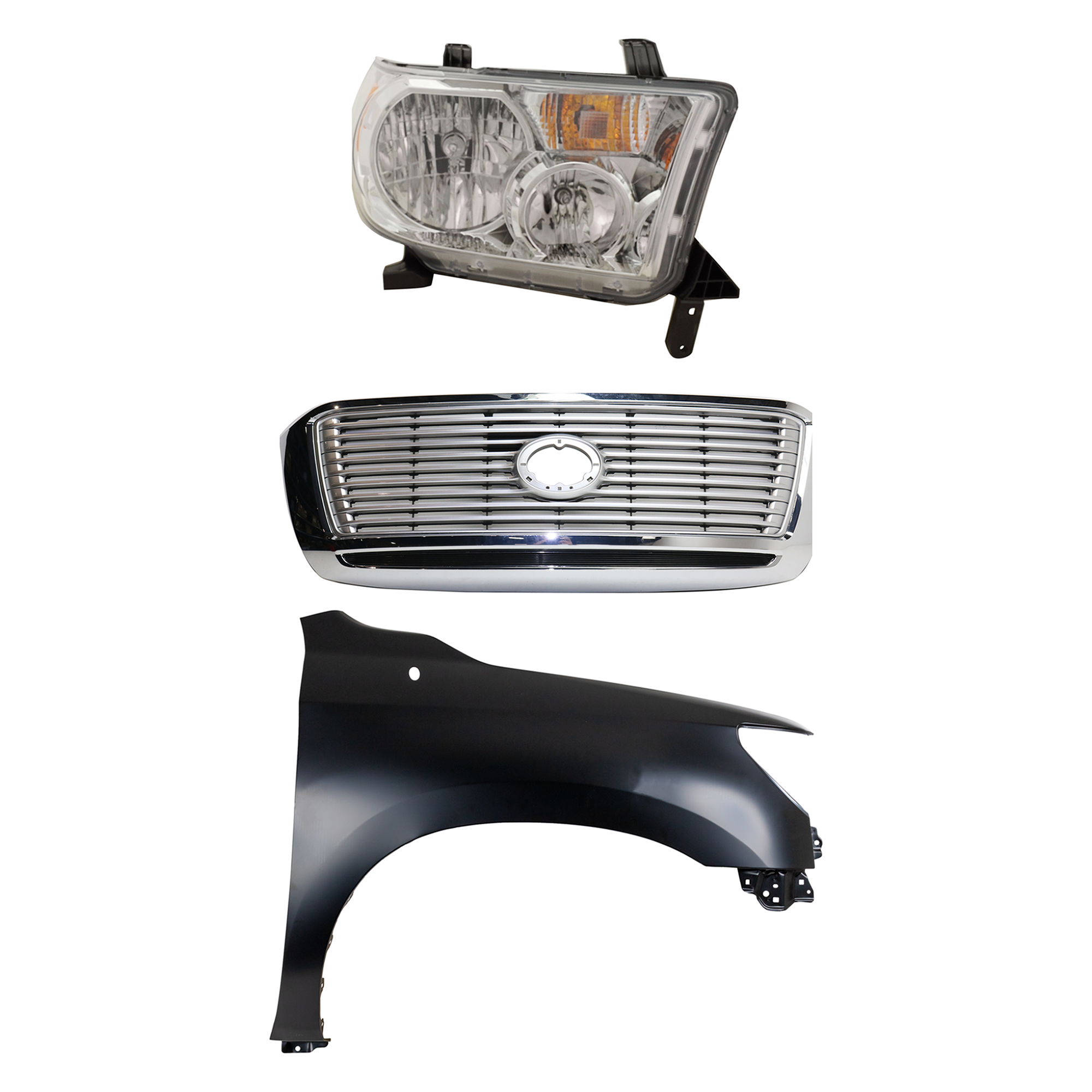AM TUNDRA 12-13 HEAD LAMP RH Assembly Halogen 3 pc Kit with Fender and Grille Assembly CAPA SKU KIT 031323-42001 Partslink TO1200364 TO1241217C TO2503194C OEM 531000C270-538010C190-811100C0