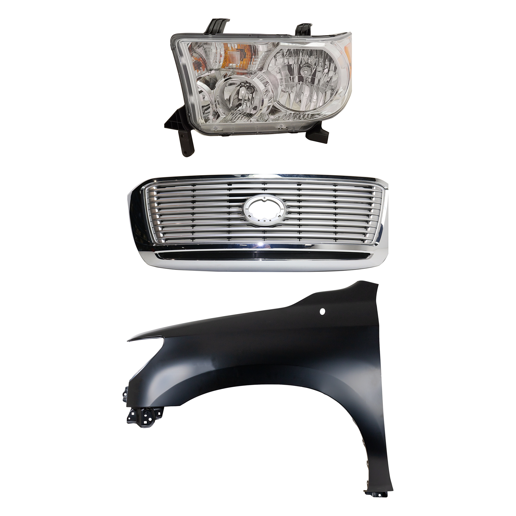 AM TUNDRA 12-13 HEAD LAMP LH Assembly Halogen 3 pc Kit with Fender and Grille Assembly CAPA SKU KIT 031323-42002 Partslink TO1200364 TO1240217C TO2502194C OEM 531000C270-538020C170-811500C0