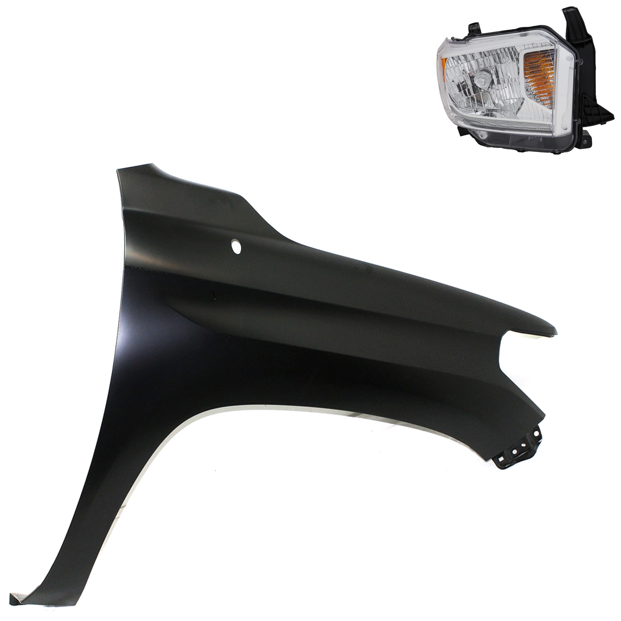 AM TUNDRA 14-15 HEAD LAMP RH Assembly Halogen 2 pc Kit with Fender SKU KIT 031323-42104 Partslink TO2503220 TO1241249 OEM 811100C101-538110C060