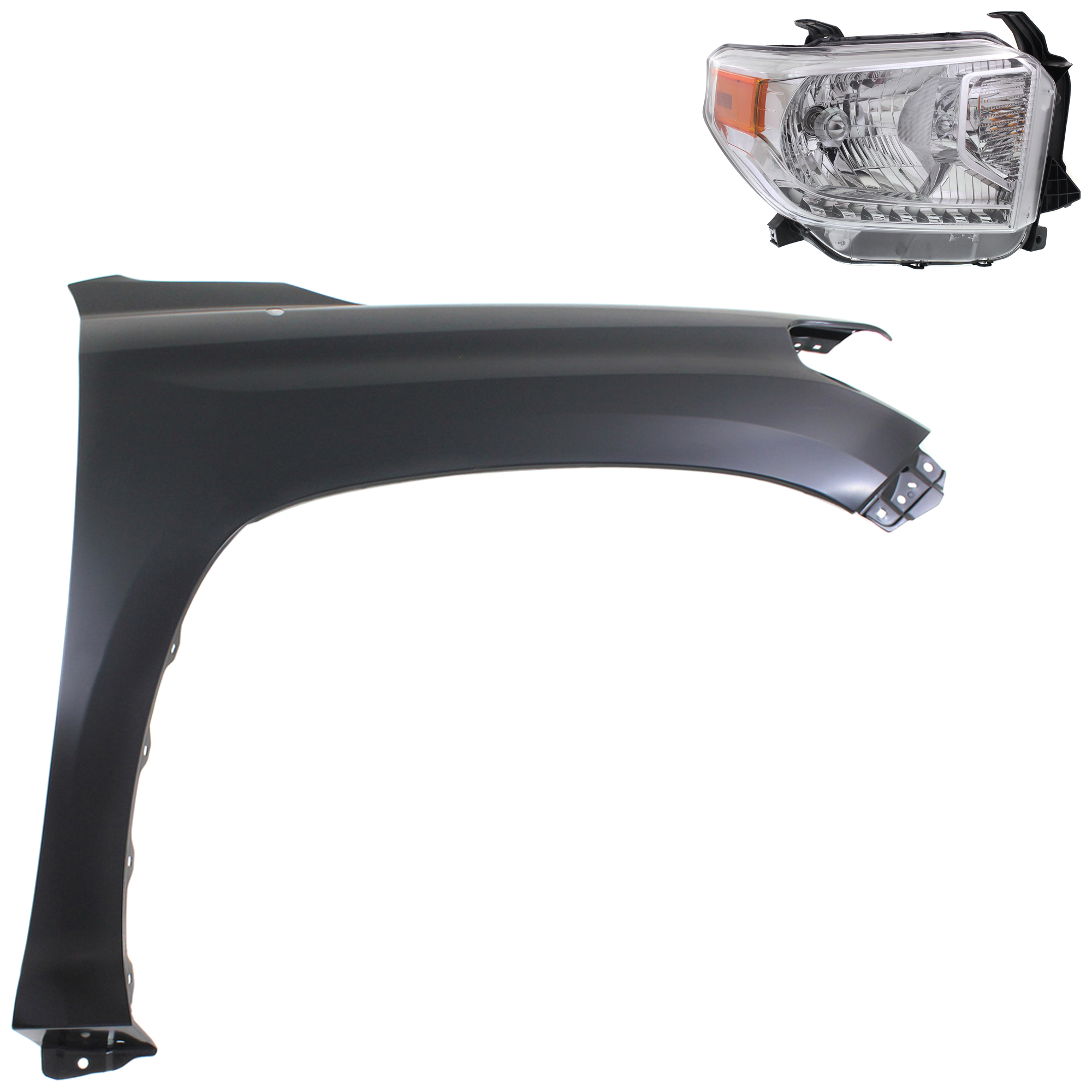 AM TUNDRA 14-15 HEAD LAMP RH Assembly Halogen 2 pc Kit with Fender SKU KIT 031323-42904 Partslink TO1241249C TO2503218C OEM 538110C060-811100C081