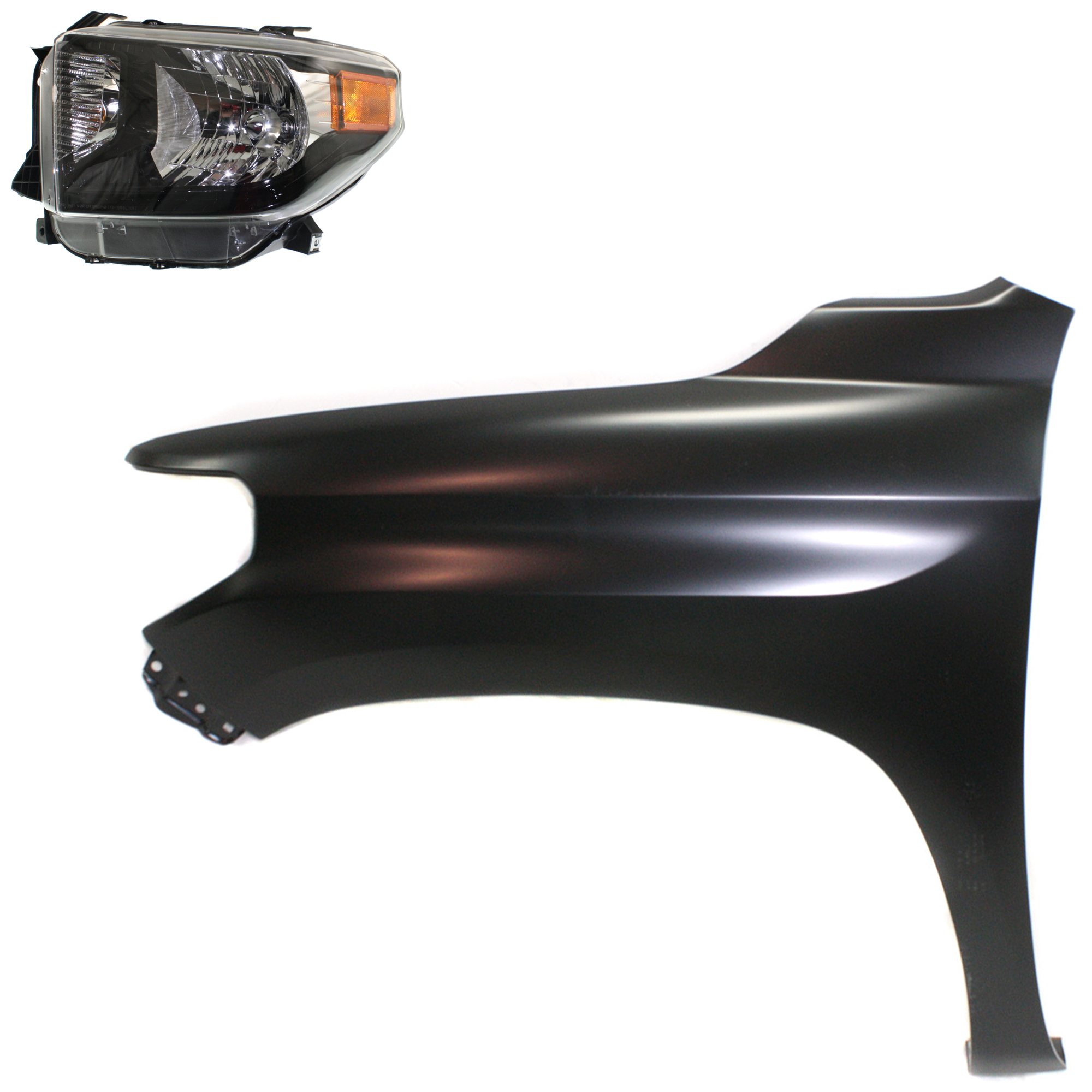 AM TUNDRA 16-17 HEAD LAMP LH Assembly Halogen 2 pc Kit with Fender SKU KIT 031323-44105 Partslink TO2502235 TO1240249 OEM 811500C111-538120C050