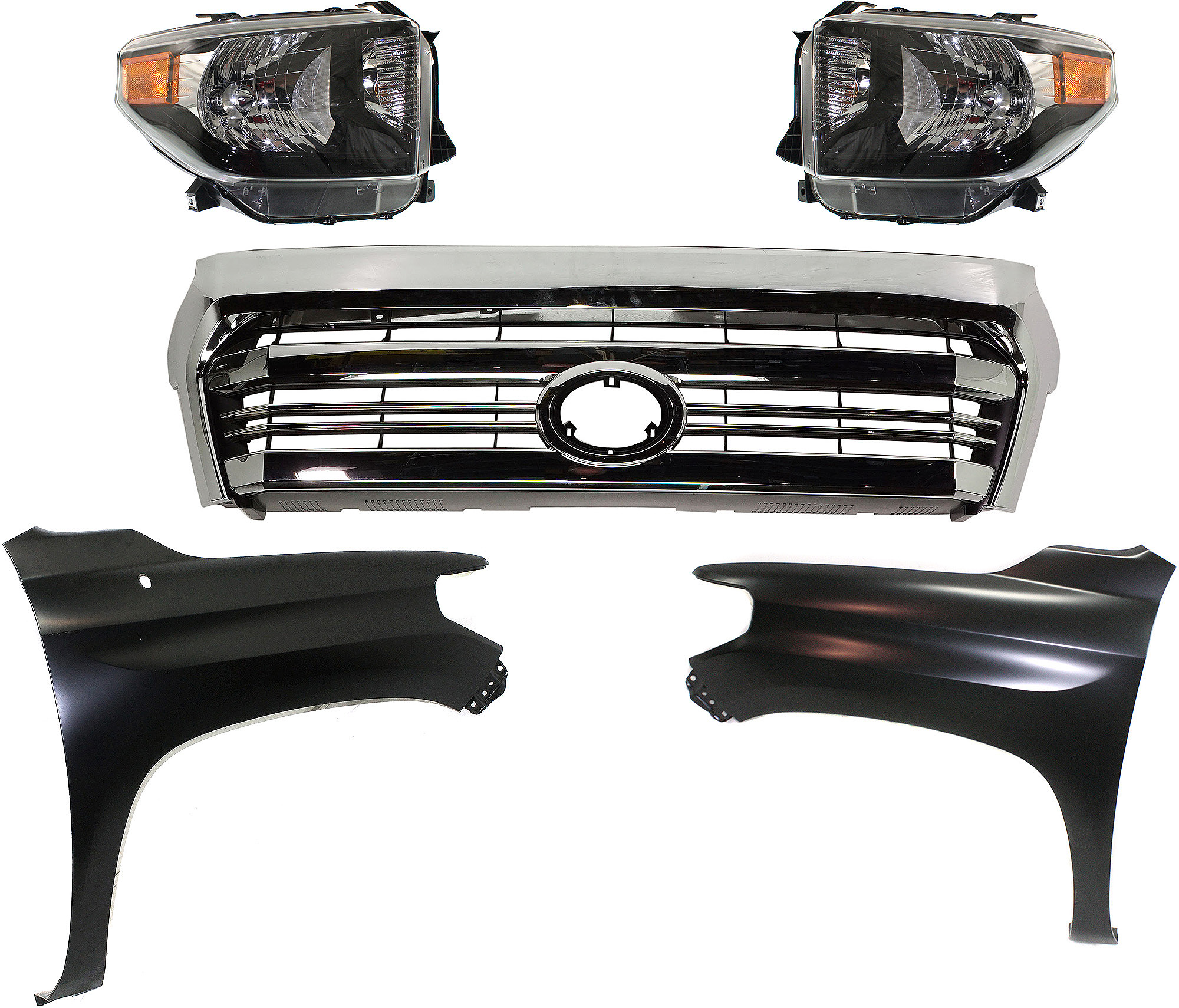 AM TUNDRA 16-17 GRILLE 5 pc Kit with Fenders and Headlights SKU KIT 031323-441 Partslink TO1200431 TO1241249 TO1240249 TO2503235 TO2502235 OEM 531000C280-538110C060-538120C0