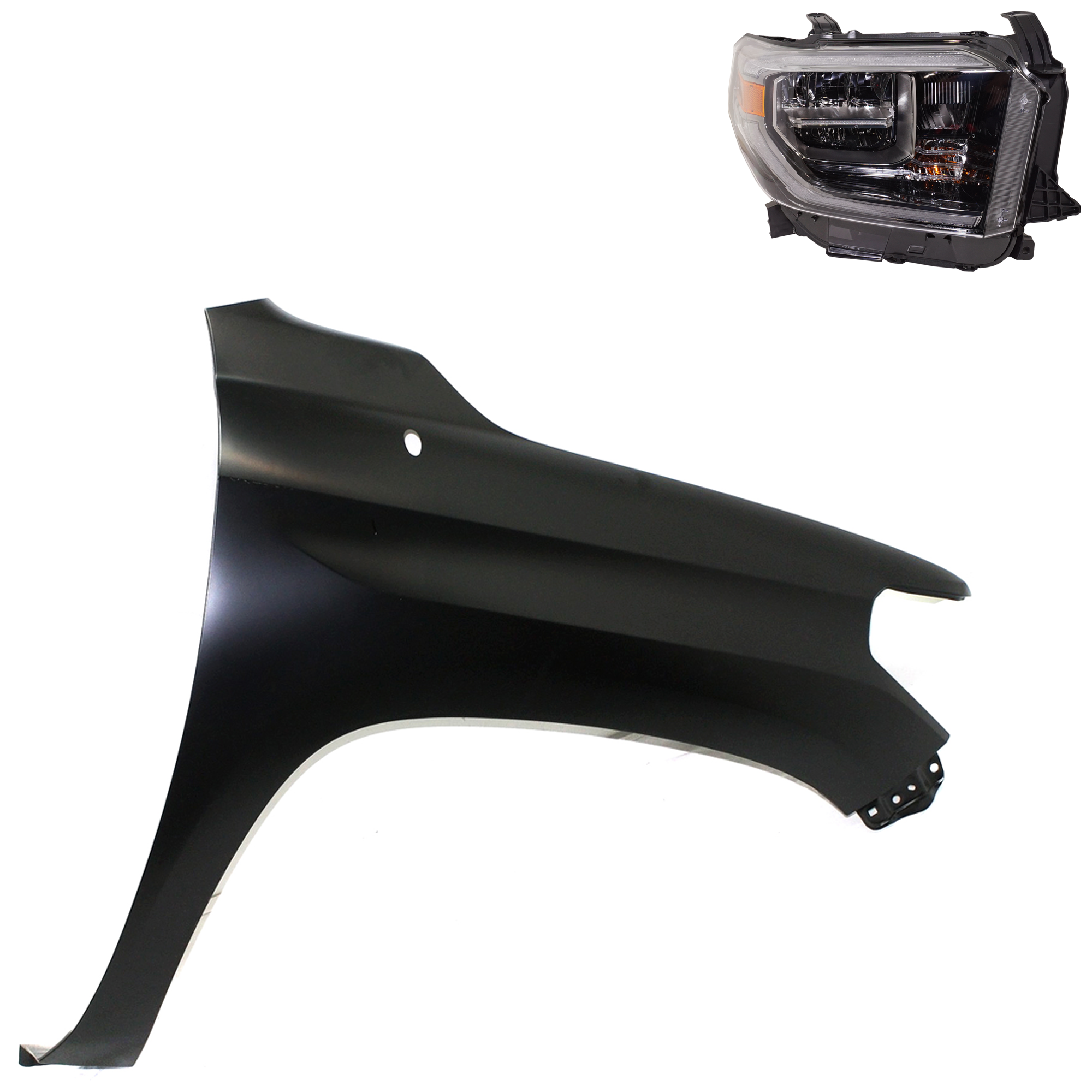 AM TUNDRA 18-18 HEAD LAMP RH Assembly LED 2 pc Kit with Fender SKU KIT 031323-44204 Partslink TO2503263 TO1241249 OEM 811100C210-538110C060