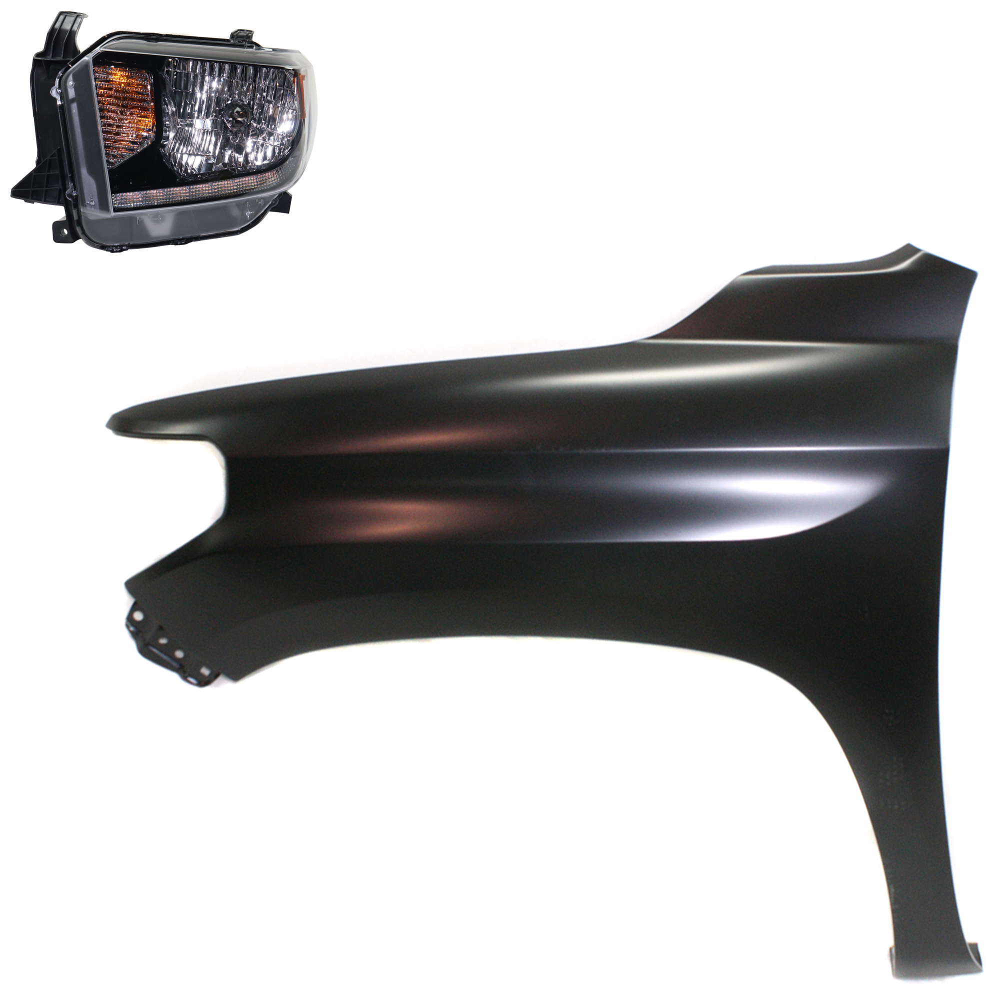 AM TUNDRA 18-21 HEAD LAMP LH Assembly Halogen 2 pc Kit with Fender SKU KIT 031323-45005 Partslink TO2502260 TO1240249 OEM 811500C130-538120C050