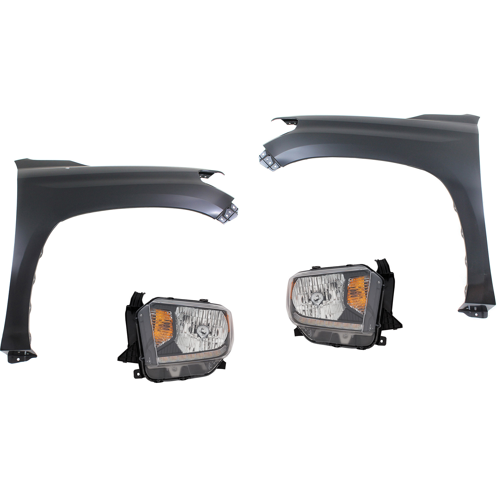AM TUNDRA 18-19 FRONT FENDER RH AND LH Primed 4 pc Kit with Headlights SKU KIT 031323-45903 Partslink TO1240249C TO1241249C TO2502260C TO2503260C OEM 538110C060-538120C050-811100C1