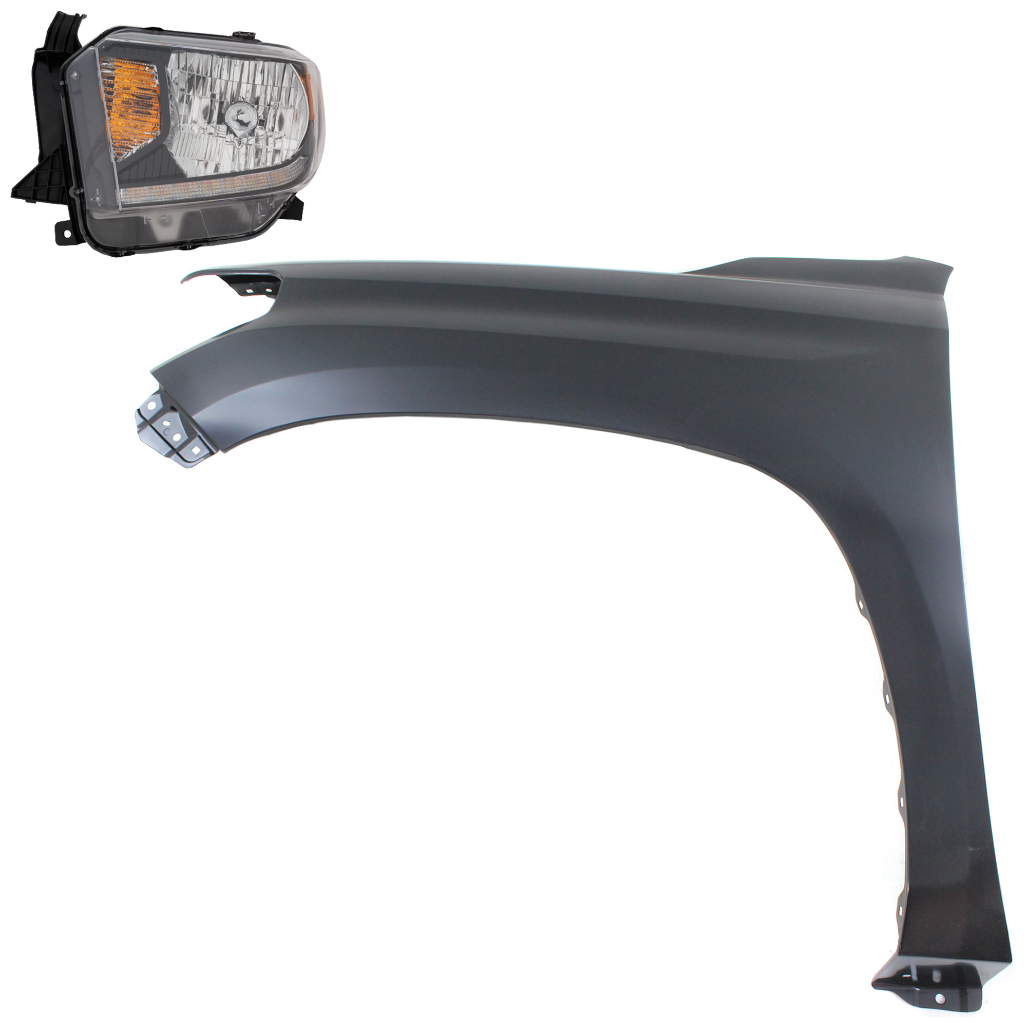 AM TUNDRA 18-21 FRONT FENDER LH Primed 2 pc Kit with Headlight SKU KIT 031323-45905 Partslink TO1240249C TO2502260C OEM 538120C050-811500C130