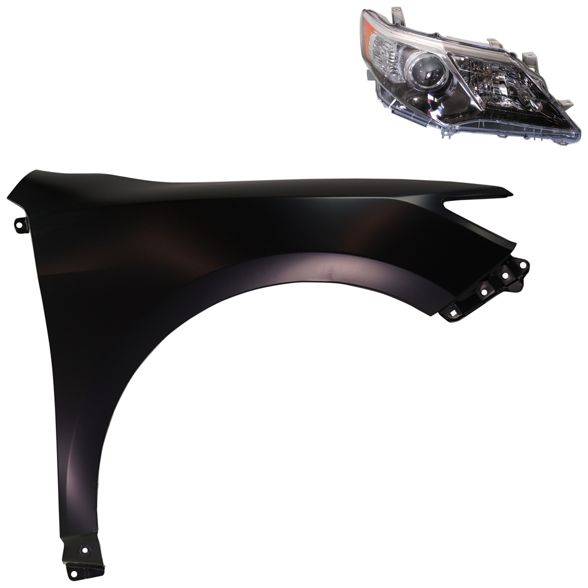 AM CAMRY 12-14 HEAD LAMP RH 2 pc Kit Lens and Housing HID Xenon with Fender SKU KIT 031323-5804 Partslink TO2519135 TO1241239 OEM 8113006890-5381106140