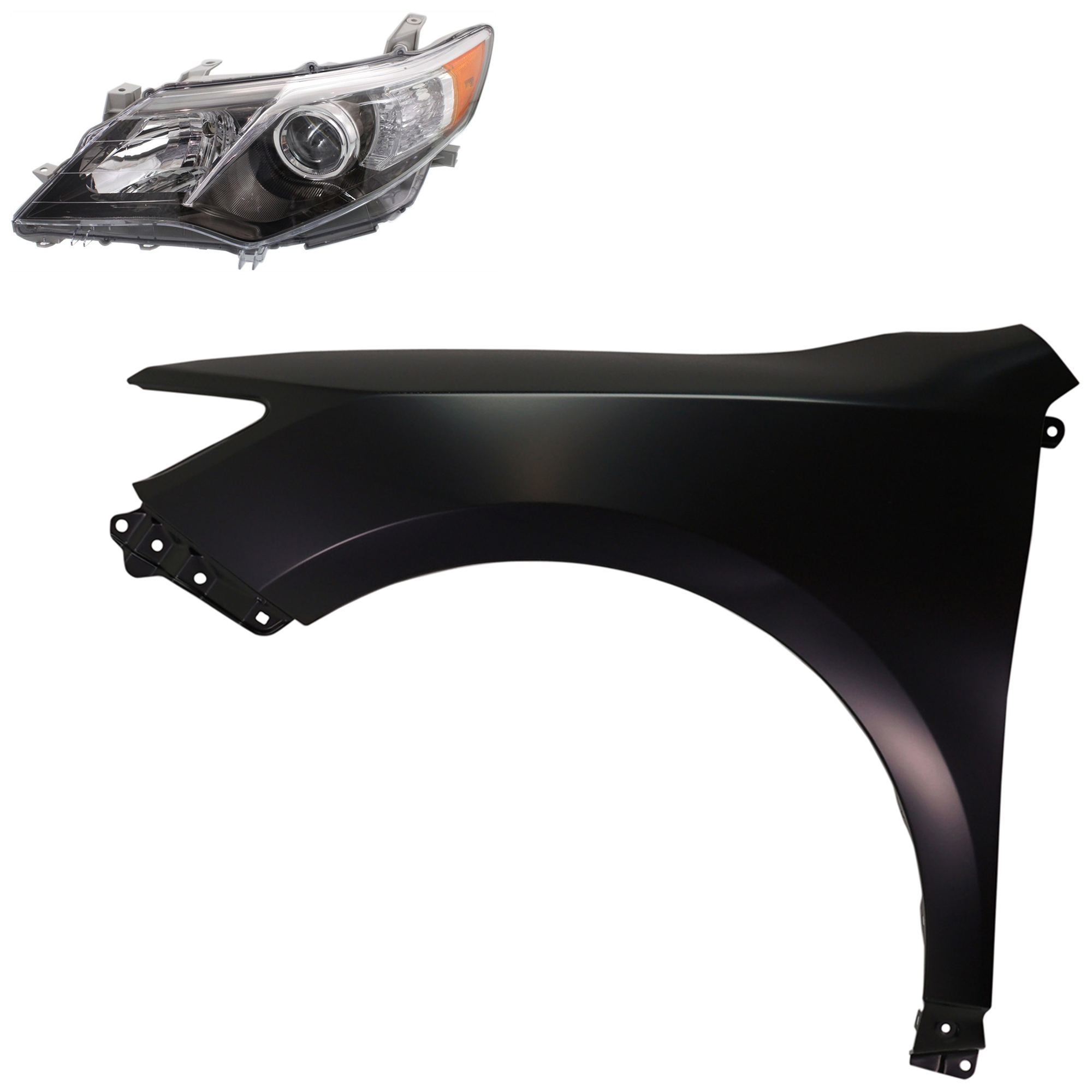 AM CAMRY 12-14 HEAD LAMP LH Lens and Housing HID Xenon 2 pc Kit with Fender SKU KIT 031323-5805 Partslink TO2518135 TO1240239 OEM 8117006890-5381206150